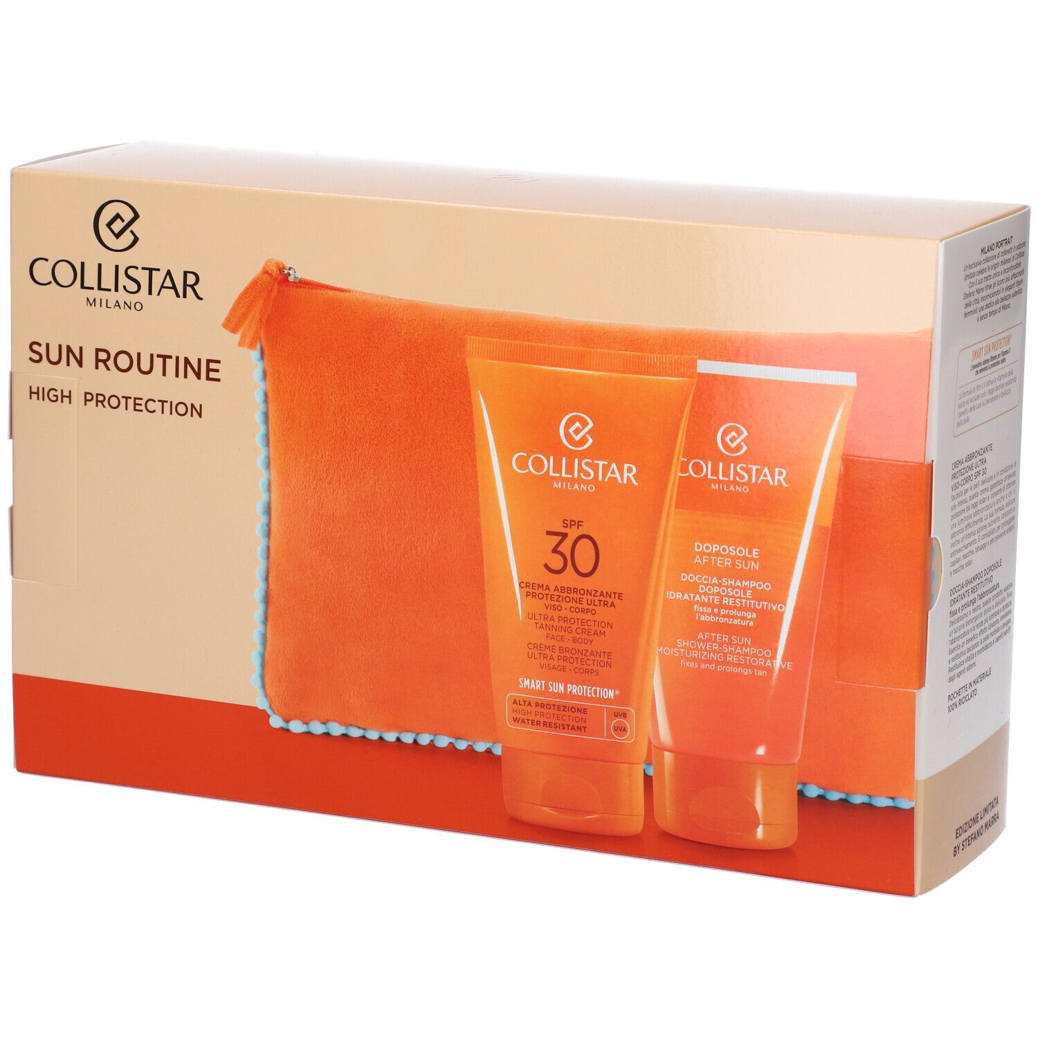 Collistar Cofanetto Crema Abbronzante Protezione Ultra SPF30 + Doccia-Shampoo Doposole Idratante Restitutivo con Beauty-Bag in Omaggio