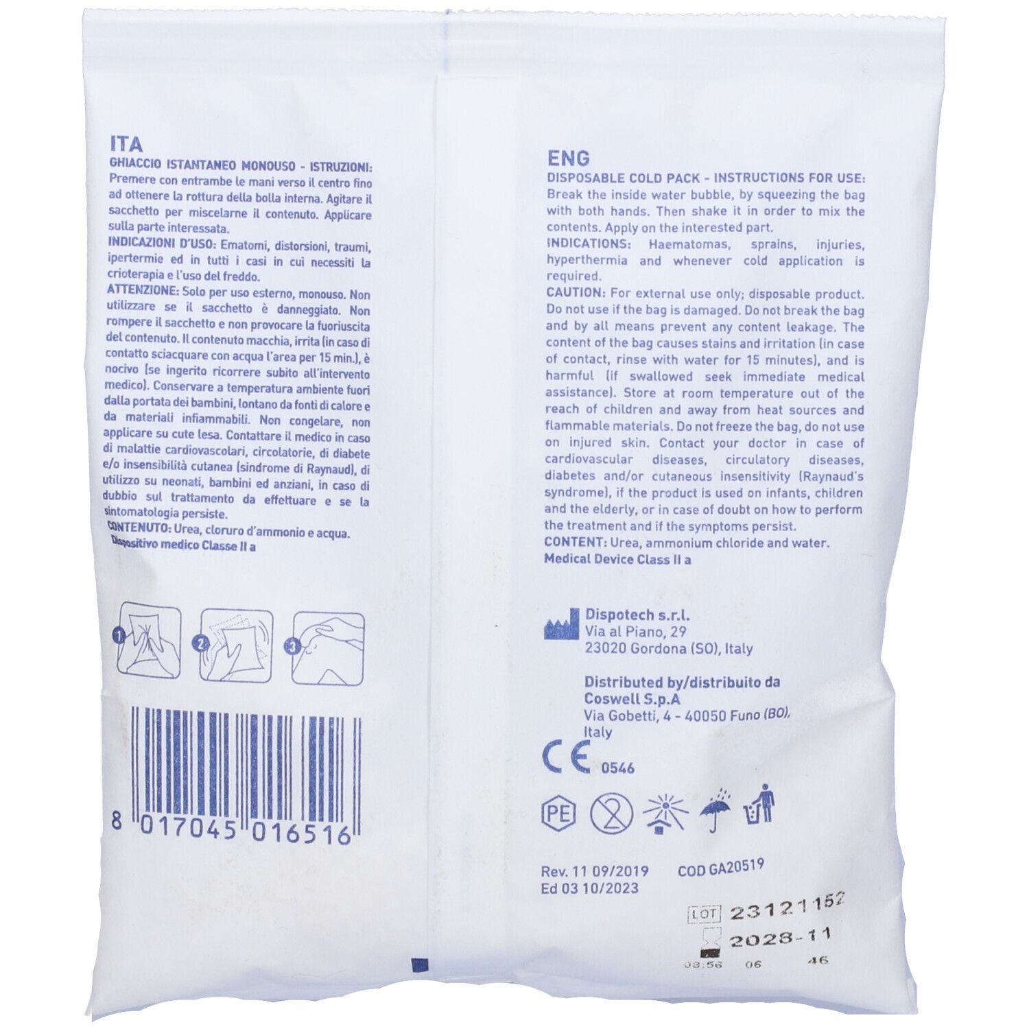 Dolorelax Instant Eisbeutel in TNT-Beutel.