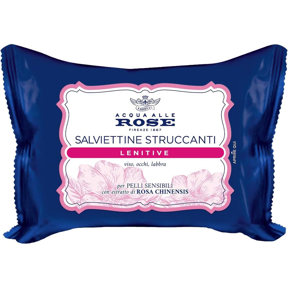 Acqua alle Rose Make-up-Entfernungstücher, beruhigend, für empfindliche Haut, mit Rosa-chinensis-Extrakt.