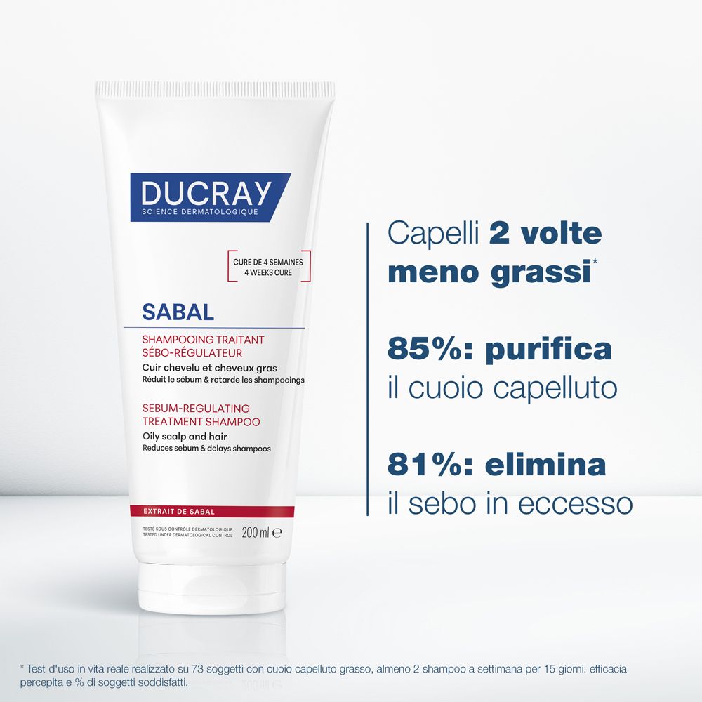Ducray Sabal Sebum-Regulierendes Shampoo, 200ml Flasche.