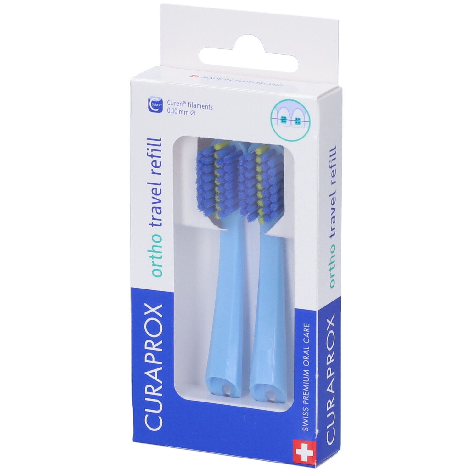 Curaprox Testine Di Ricambio Per Spazzolino Da Viaggio Ortho Blue 2 Pezzi