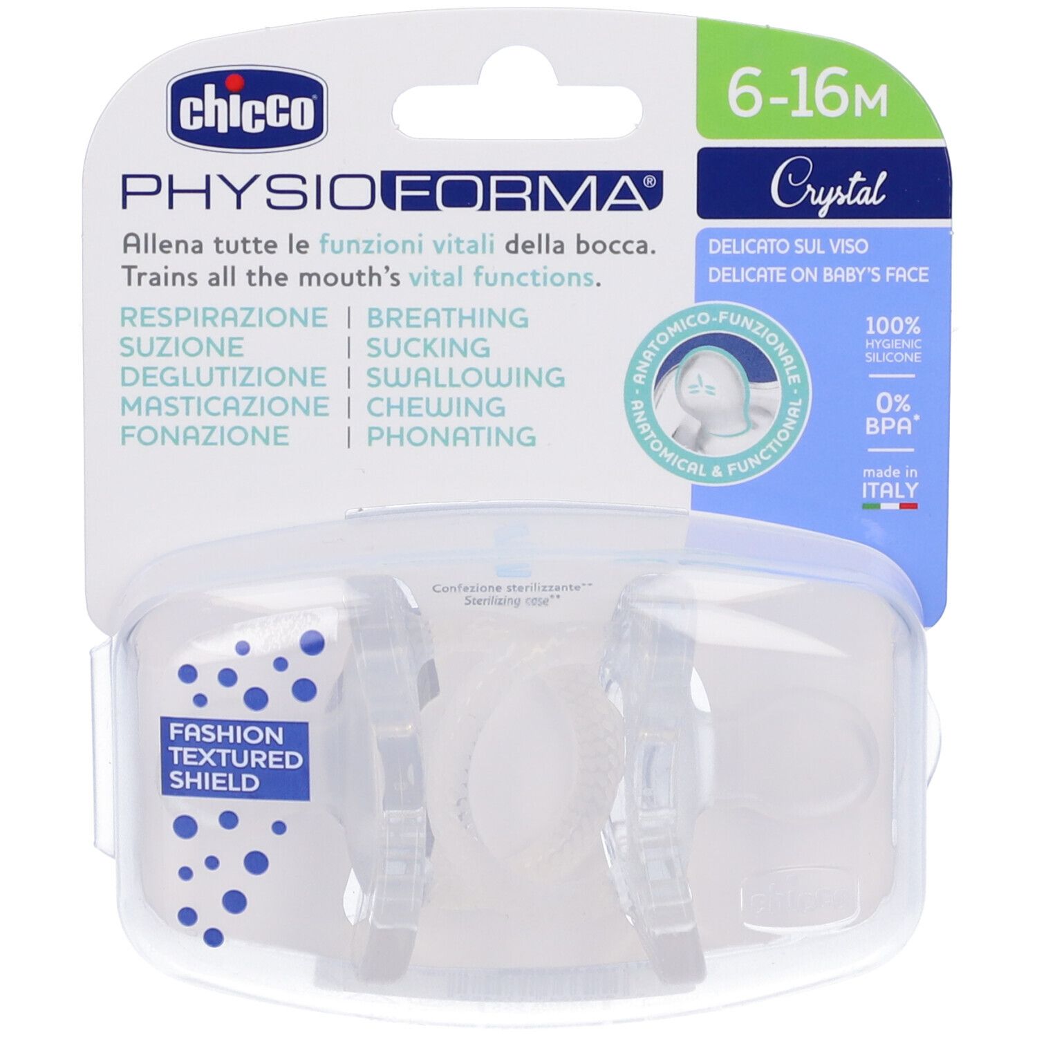Chicco Gommotto in silicone, 6-16 mesi, confezione. Anatomico, funzionale, 100% silicone, senza BPA.