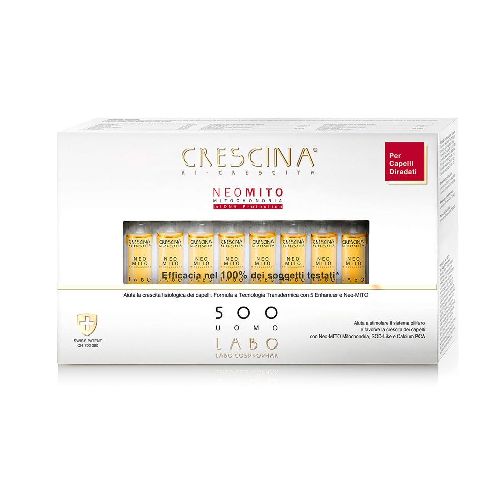 Confezione Crescina Neo Mito 500 Uomo Labo. Ampolle visibili. Per capelli diradati.