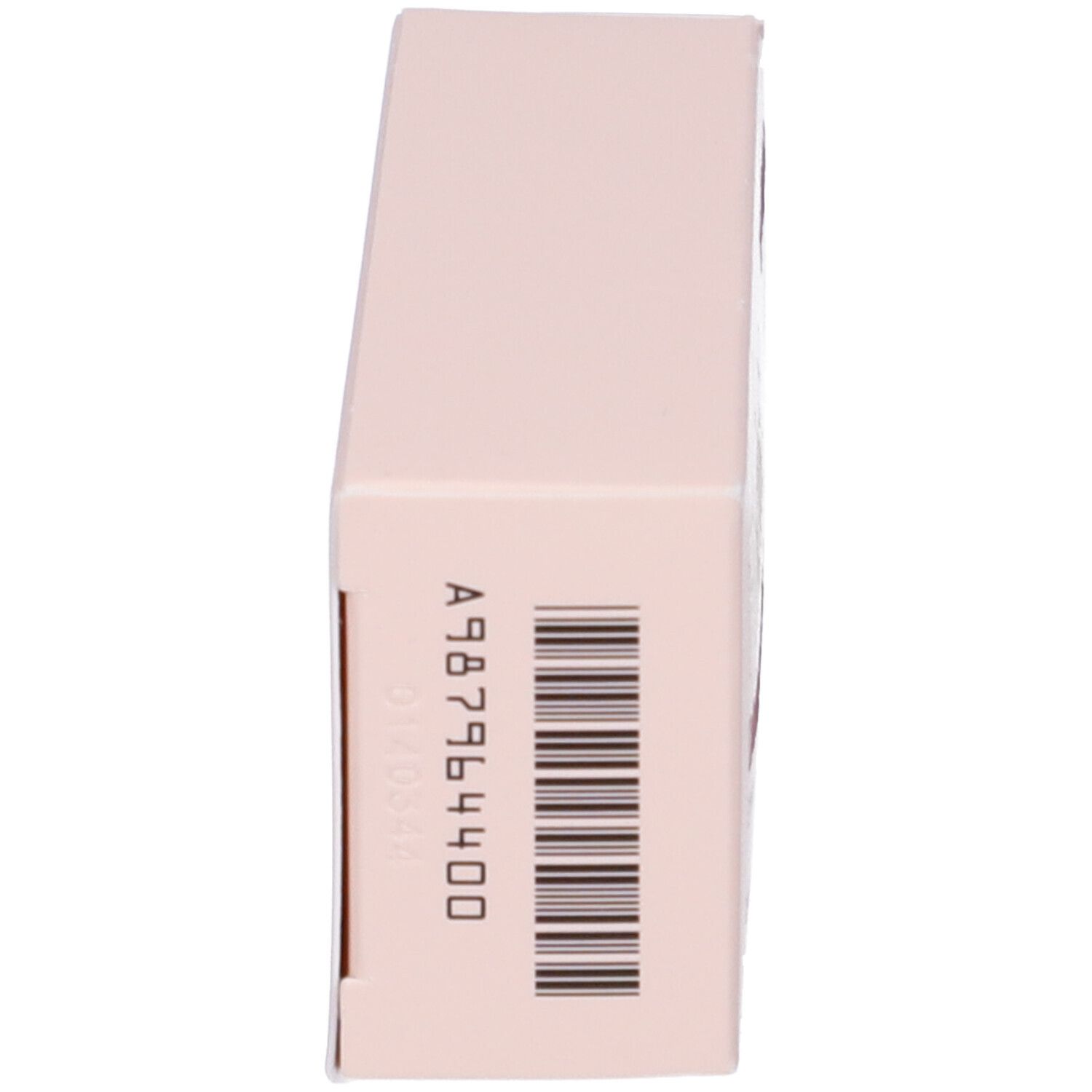 Confezione rosa. Vista laterale. Codice a barre e codice prodotto.