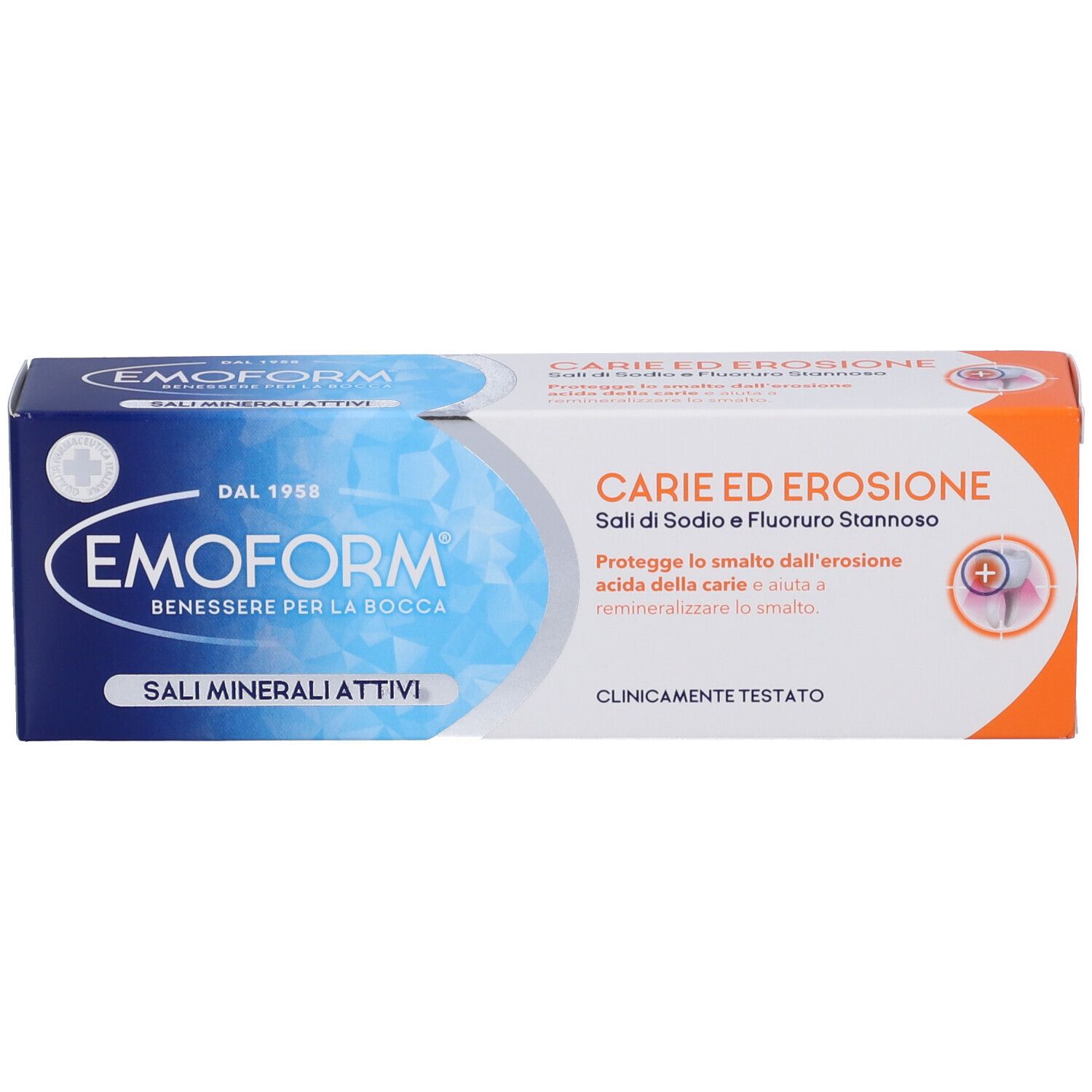 EMOFORM Zahnpasta-Verpackung für Kariesschutz und Erosionsschutz mit Mineralien.