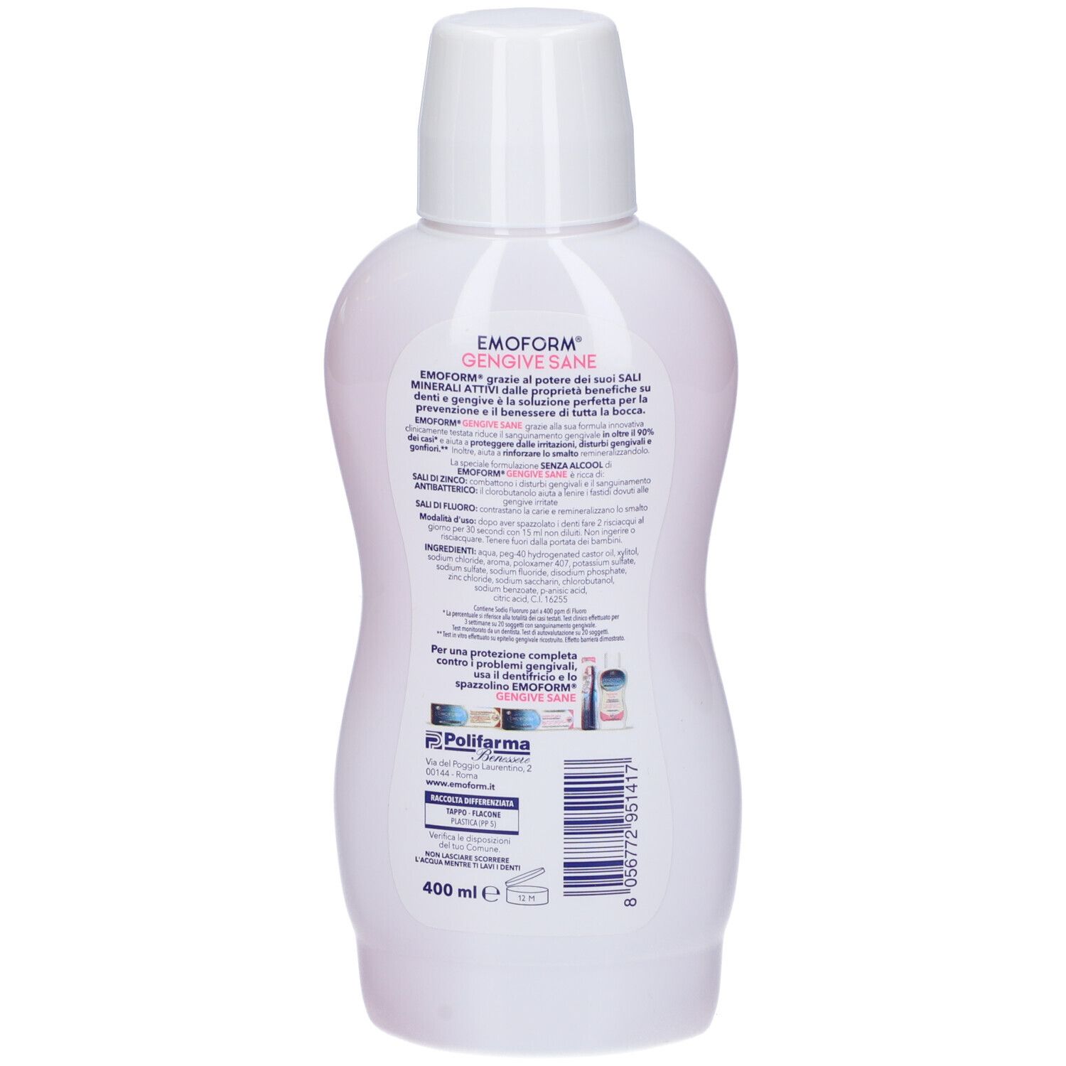 Emoform Gengive Sane Mundspülung, 400 ml Flasche.