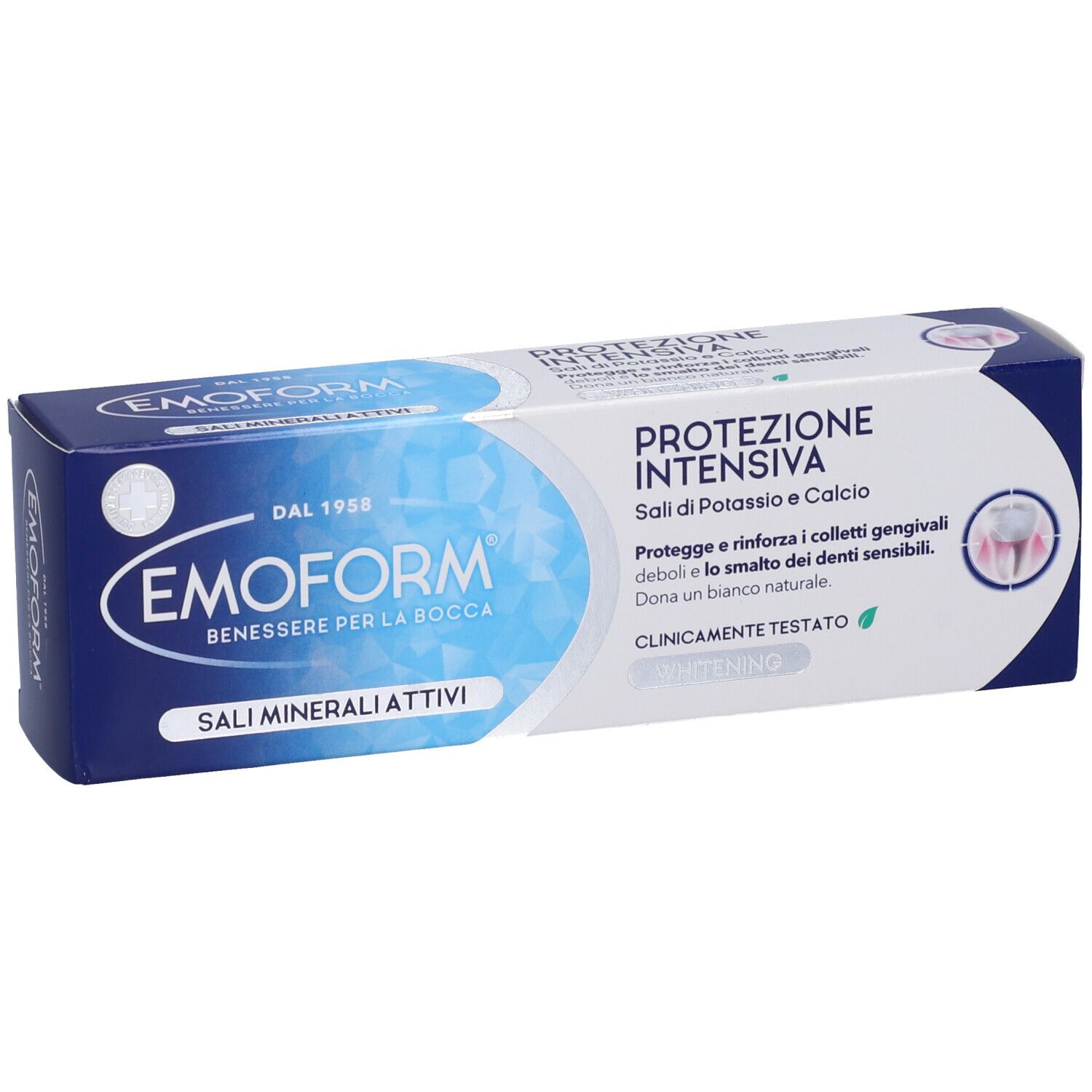 EMOFORM Intensive Schutz Zahnpasta mit Kalium- und Kalziumsalzen. Klinisch getestet.