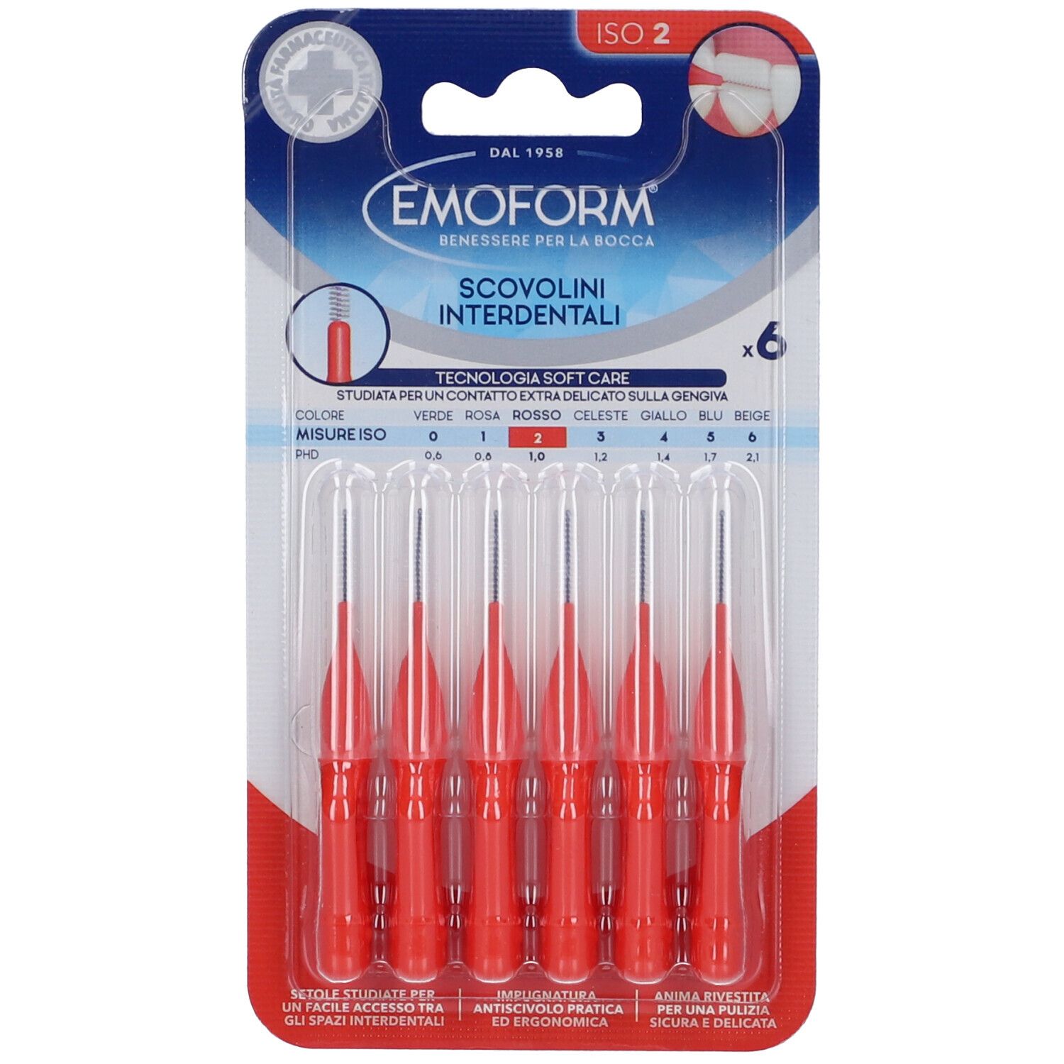 Emoform Scovolini Interdentali Rosso Misura ISO 2