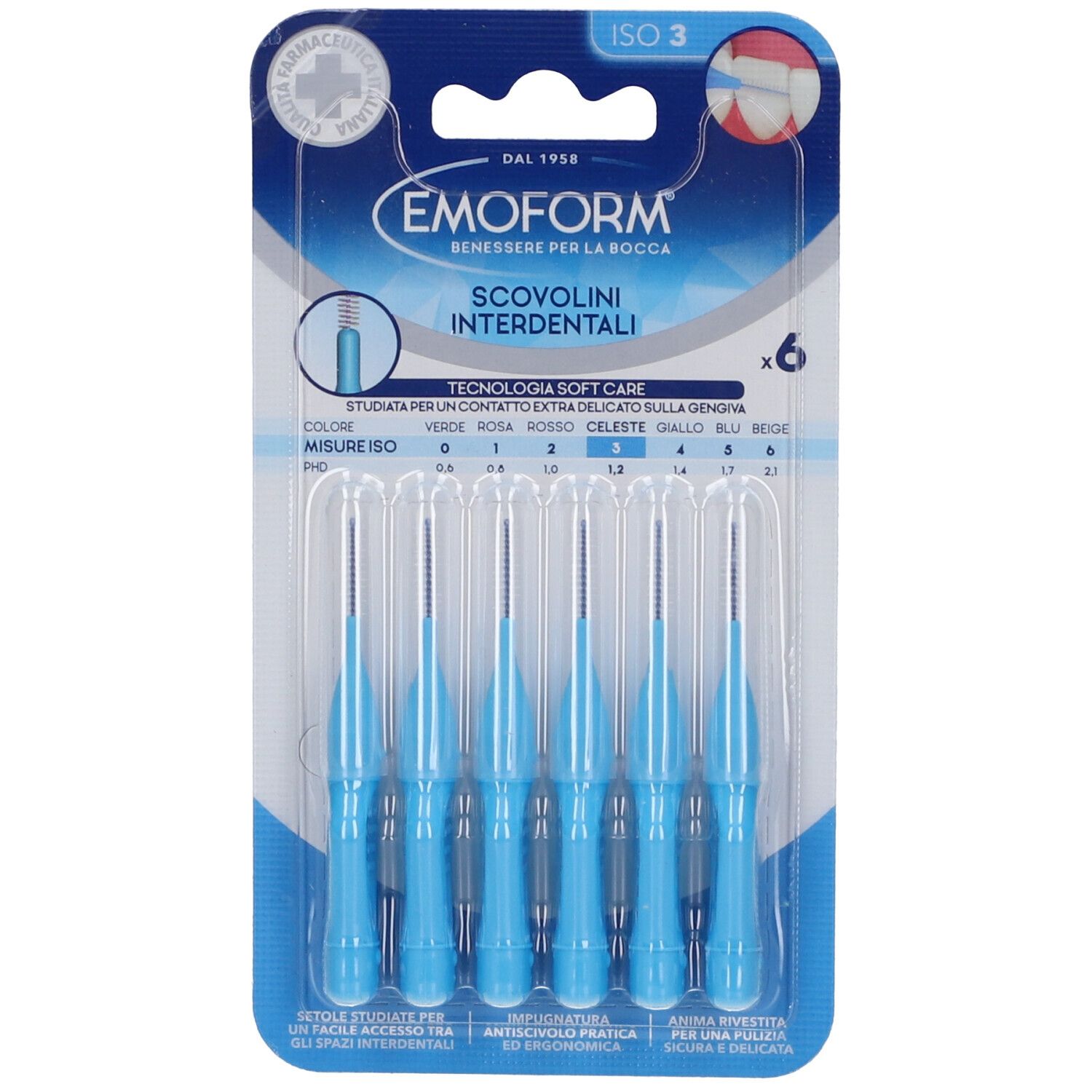 Emoform Scovolini Interdentali Celeste Misura ISO 3