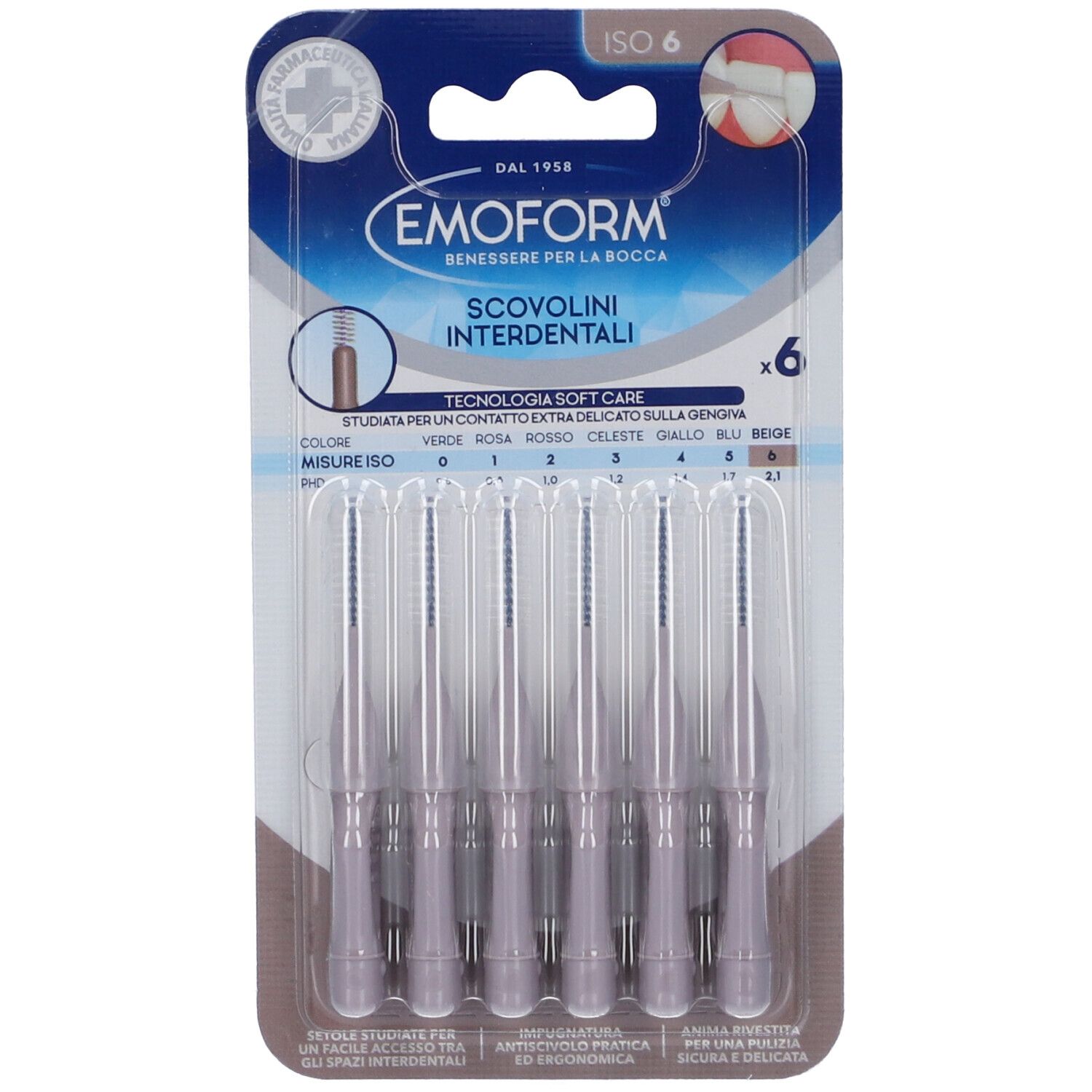 Emoform Scovolini Interdentali Beige Misura ISO 6
