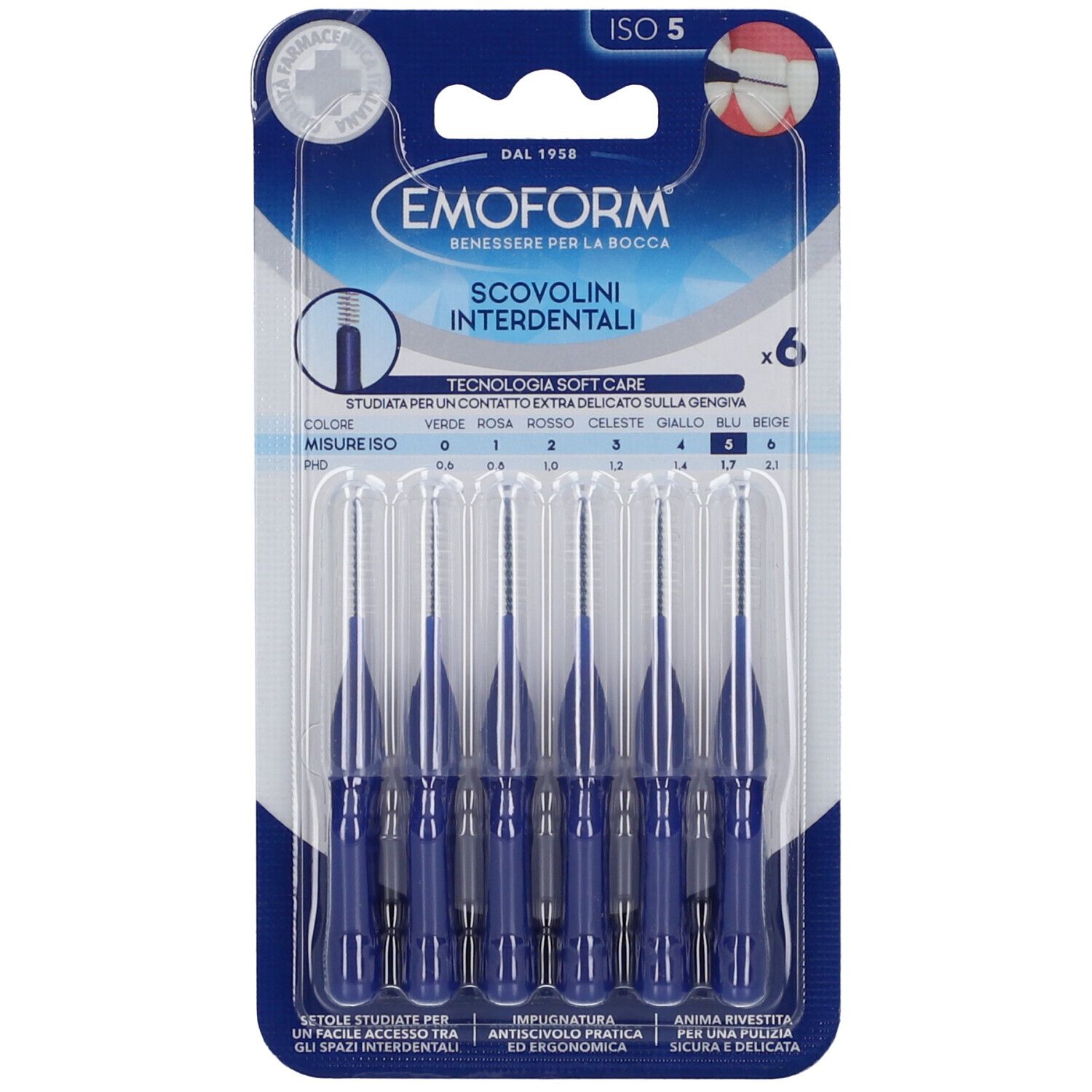 Emoform Scovolini Interdentali Blu Misura ISO 5
