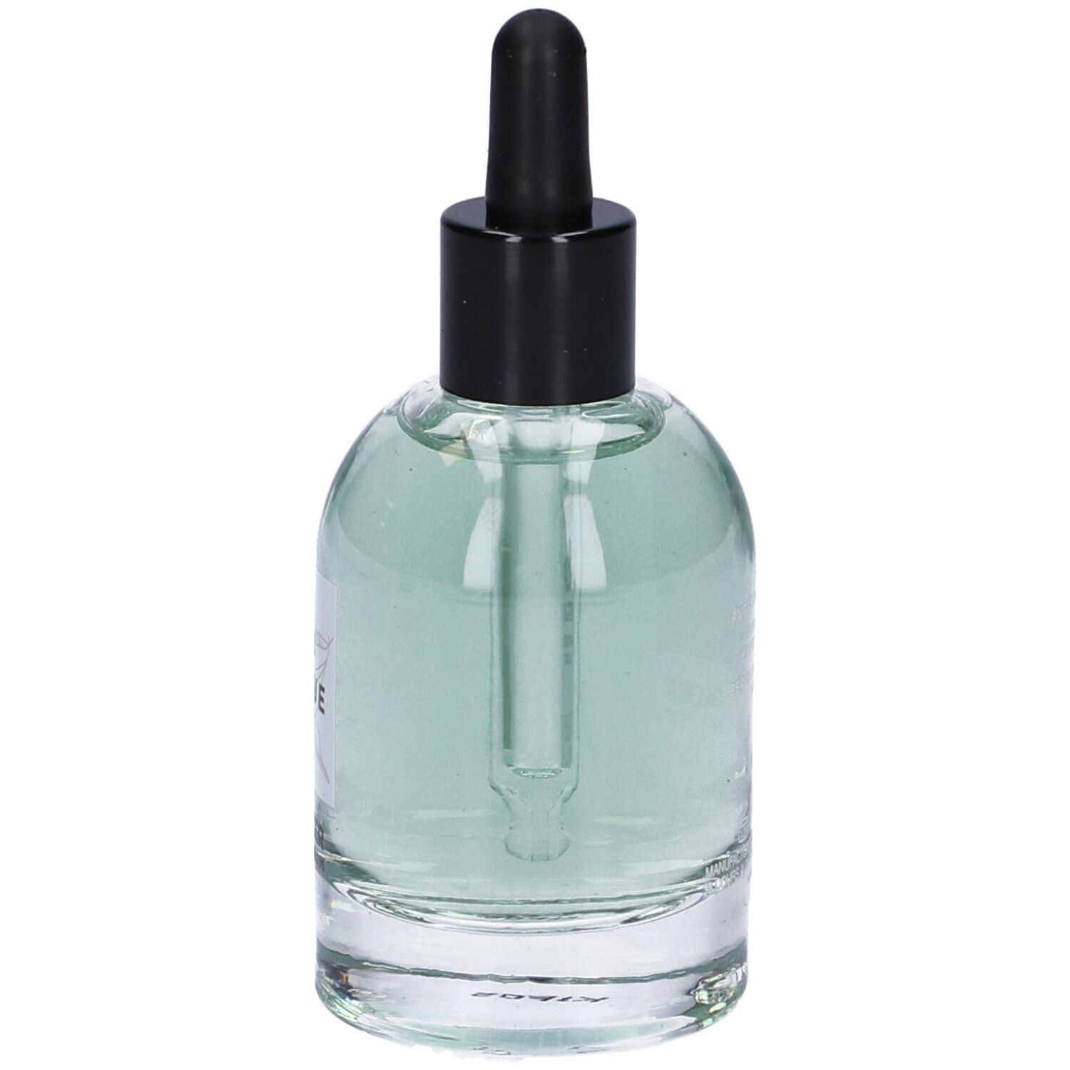 Flacone di vetro con tappo nero e pipetta. Scritta: Lazartigue, Thicker Hair Serum.