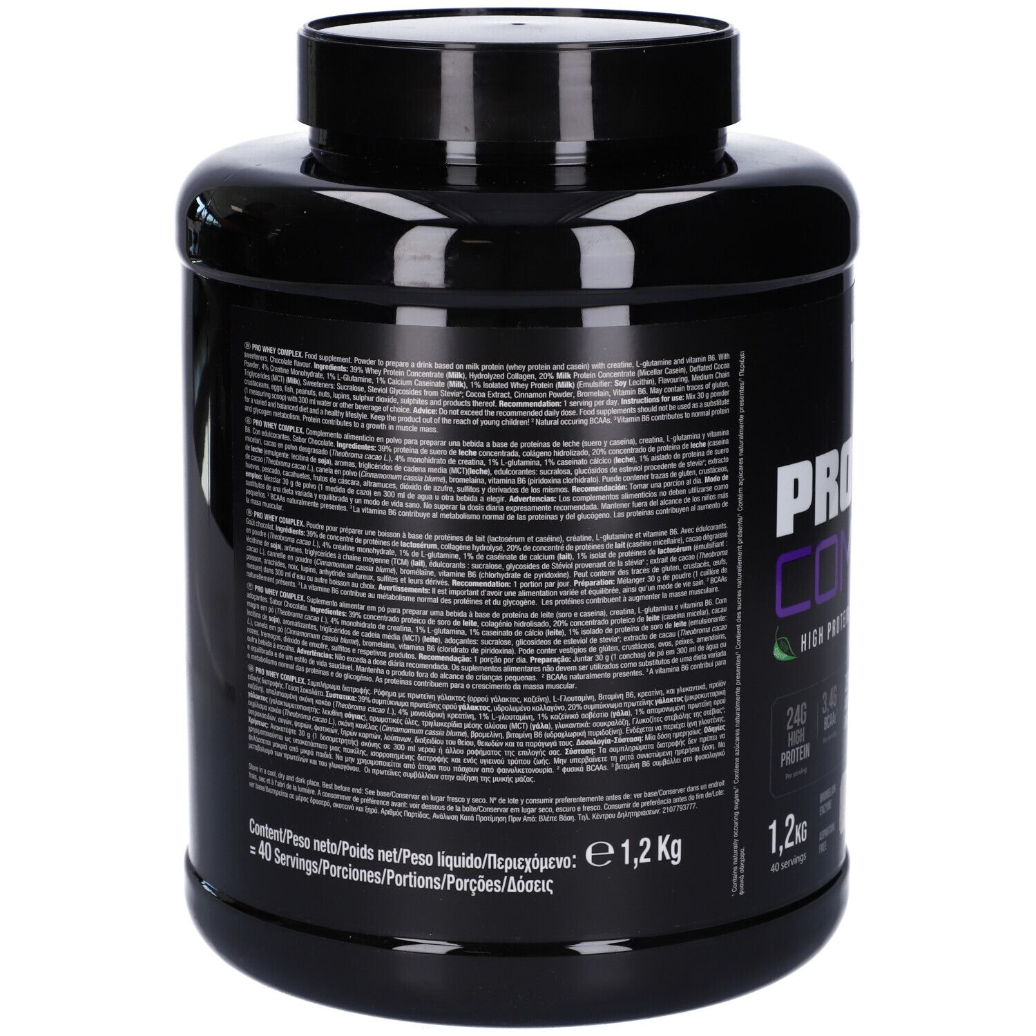 Contenitore nero con polvere di creatina monoidrato micronizzata Weider, 310 g.