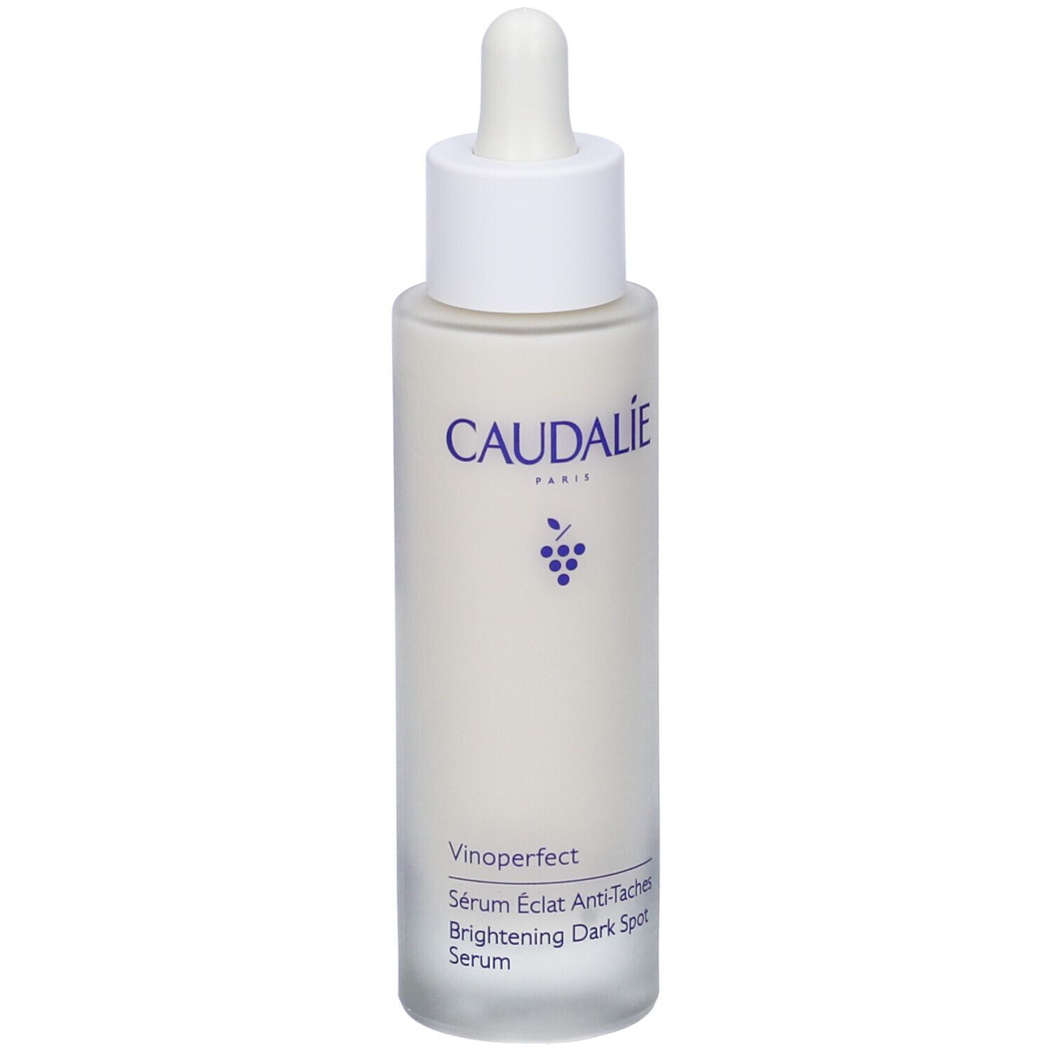 Siero Caudalíe Vinoperfect. Flacone bianco con contagocce. Scritte Caudalíe e Vinoperfect.