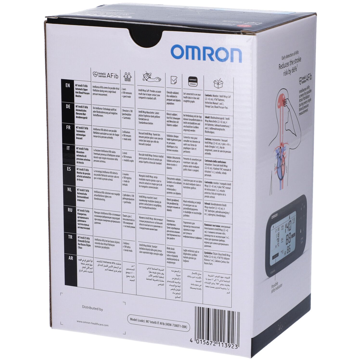Omron M7 Intelli IT AFib Oberarm-Blutdruckmessgerät mit Manschette.
