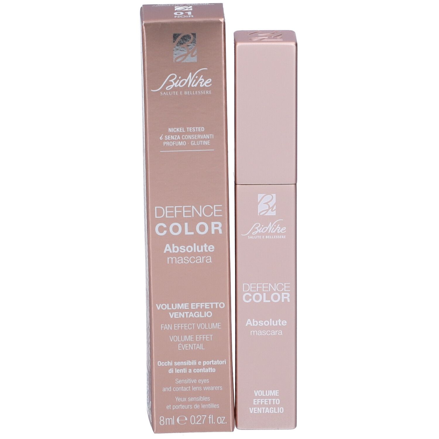 BioNike Defence Color Absolute Mascara in Rosa Verpackung, 8ml.