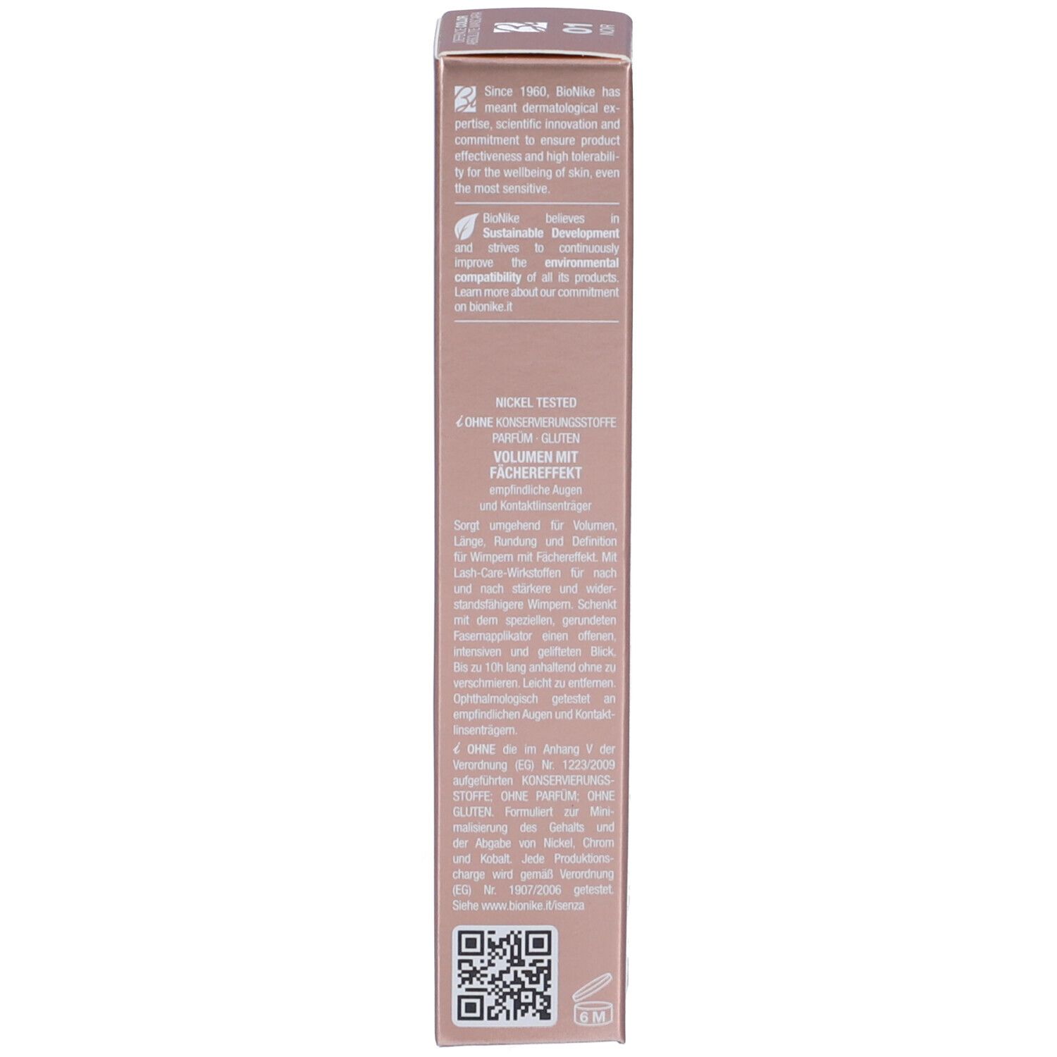 Verpackung eines Hautpflegeprodukts mit Text und QR-Code.