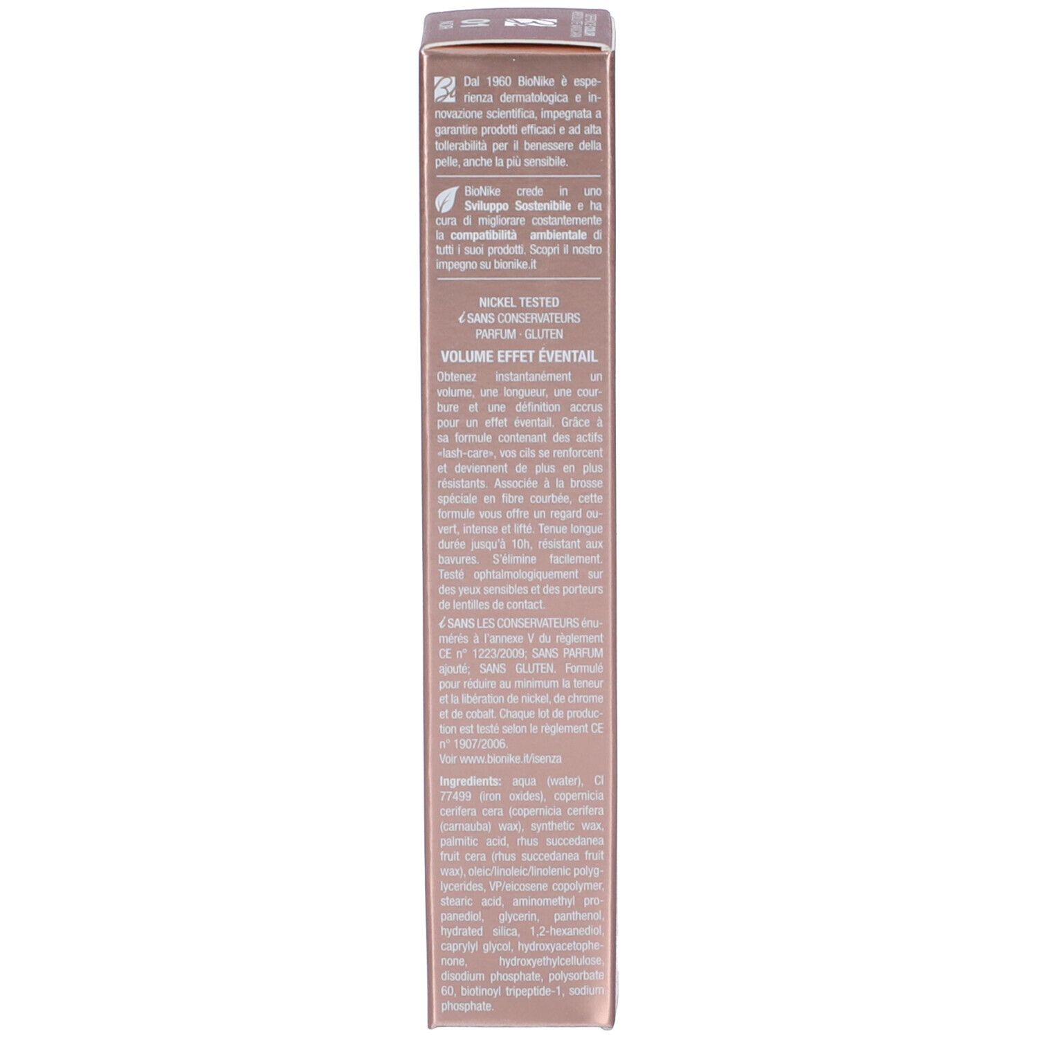 Verpackung mit Produktinformationen und Inhaltsstoffen.