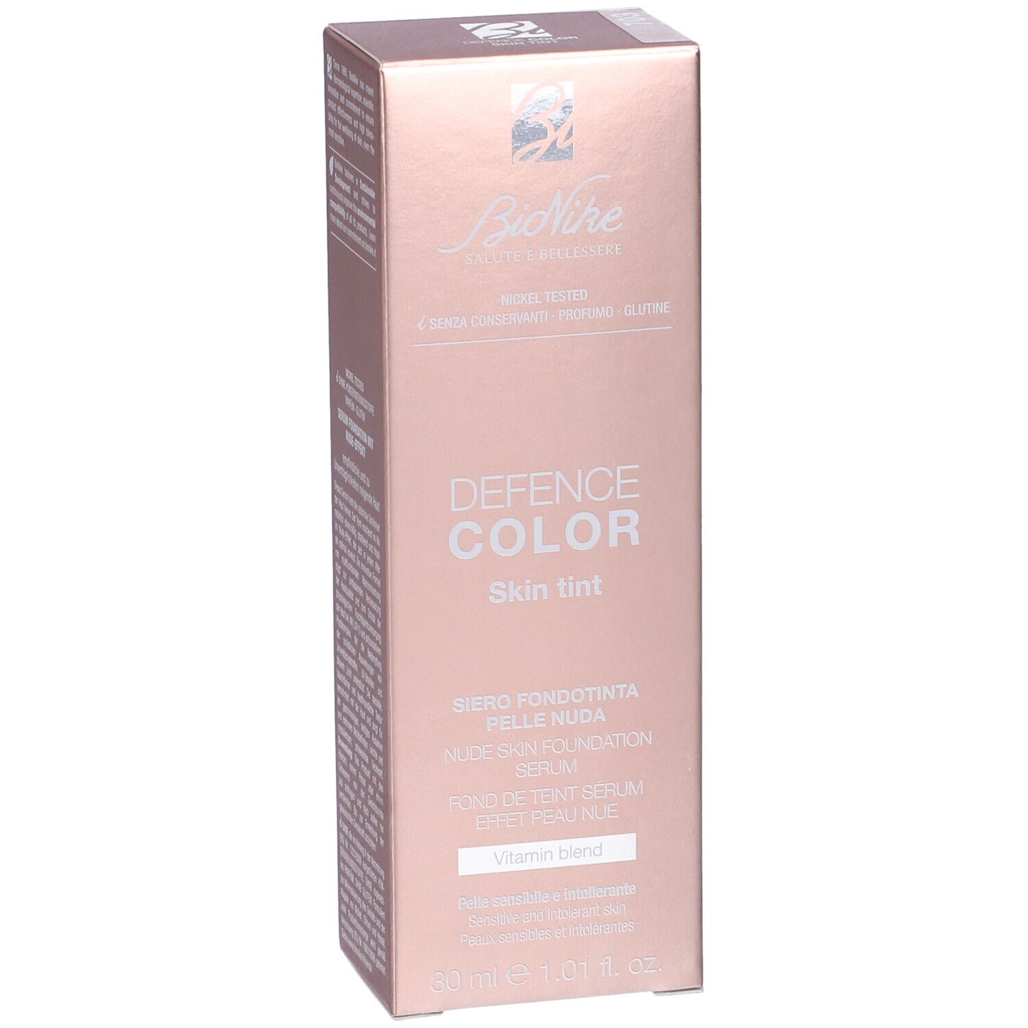 Confezione Skin Tint. Marchio Bionike. Defence Color Skin Tint, Siero Fondotinta Pelle Nuda. 30 ml.