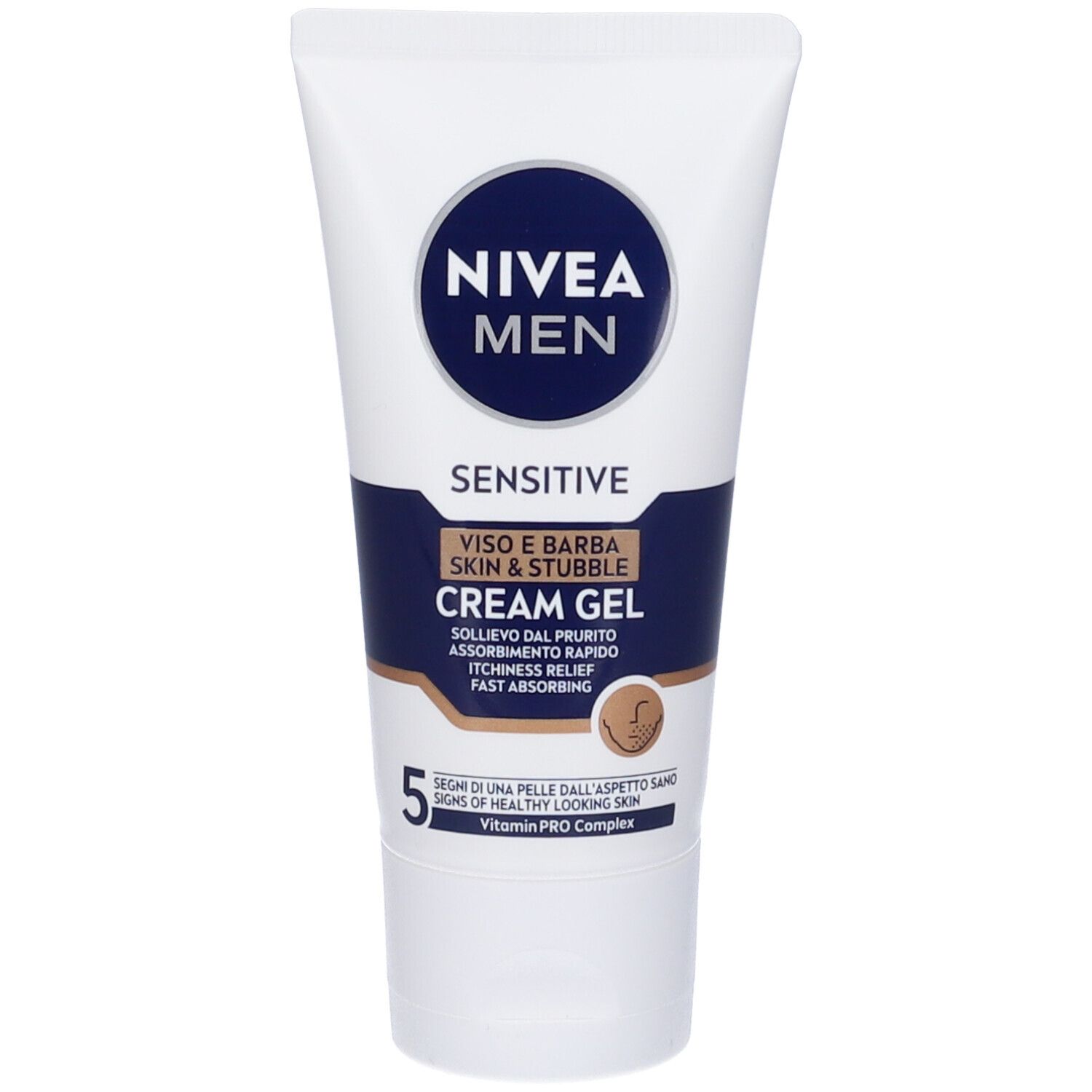 Nivea Men Sensitive Viso e Barba Cream Gel 50 ml, Crema viso uomo per un sollievo dalle irritazioni