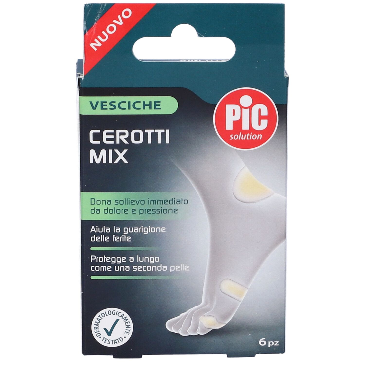Verpackung PIC Cerotti Mix Vesciche. Produktabbildung und Logos.