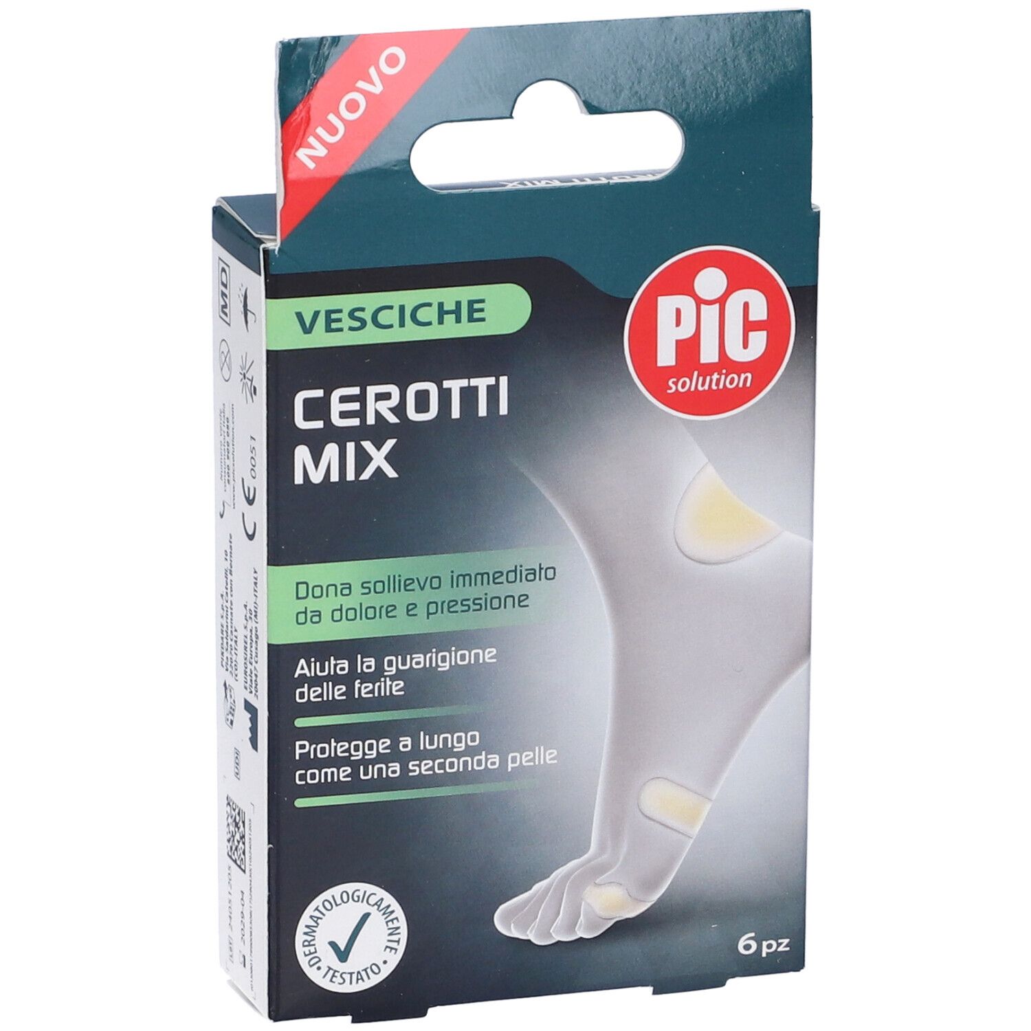 Verpackung PIC Cerotti Mix Vesciche. Produktabbildung und Logos.