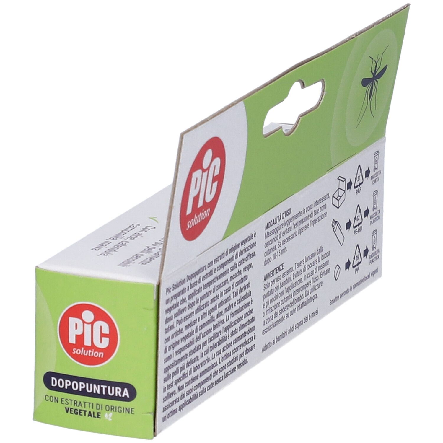 Schachtel mit PIC-Logo und Produktinformationen. Enthält Anweisungen und Warnhinweise. Die Schachtel ist teilweise geöffnet.
