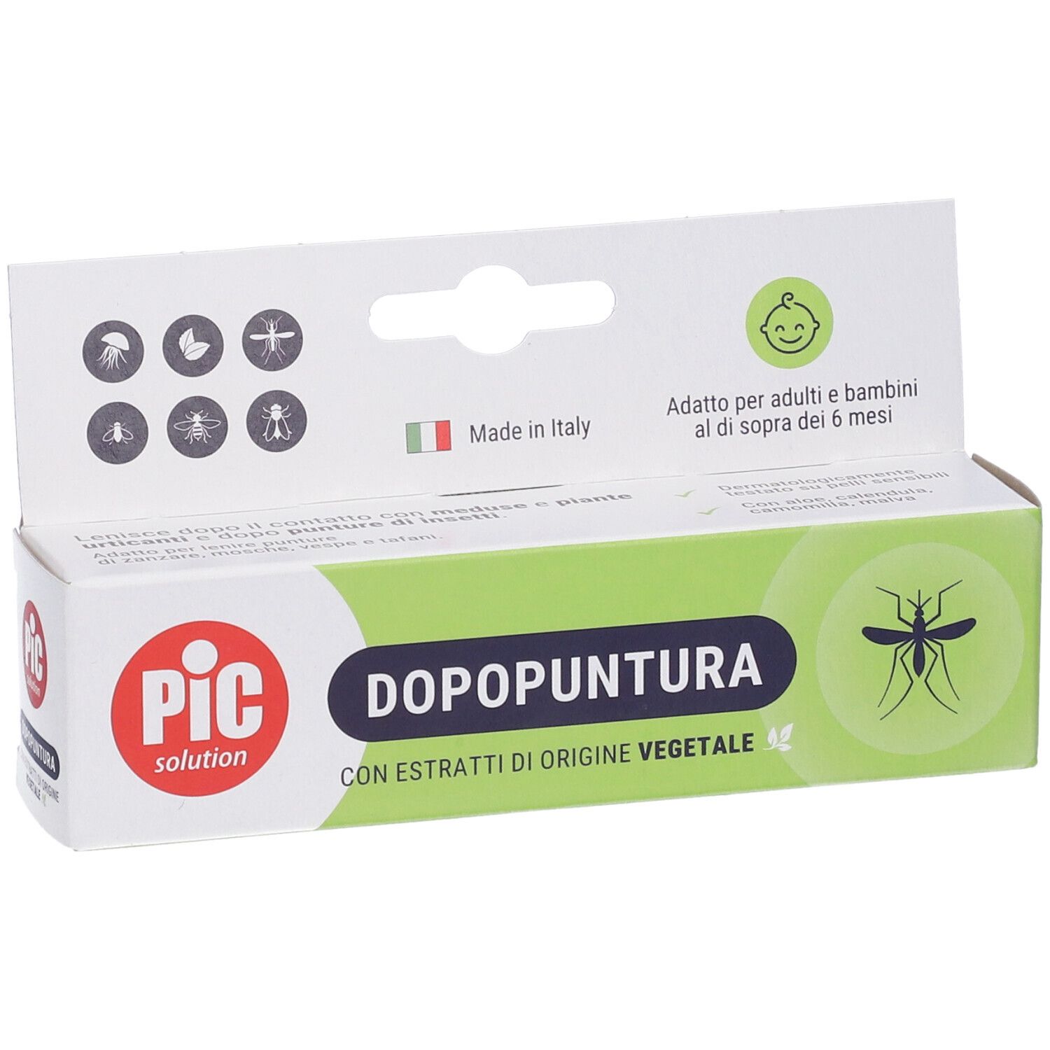 Schachtel mit PIC-Logo und Produktnamen DOPOPUNTURA. Enthält Extrakte pflanzlichen Ursprungs. Geeignet für Erwachsene und Kinder ab 6 Monaten.