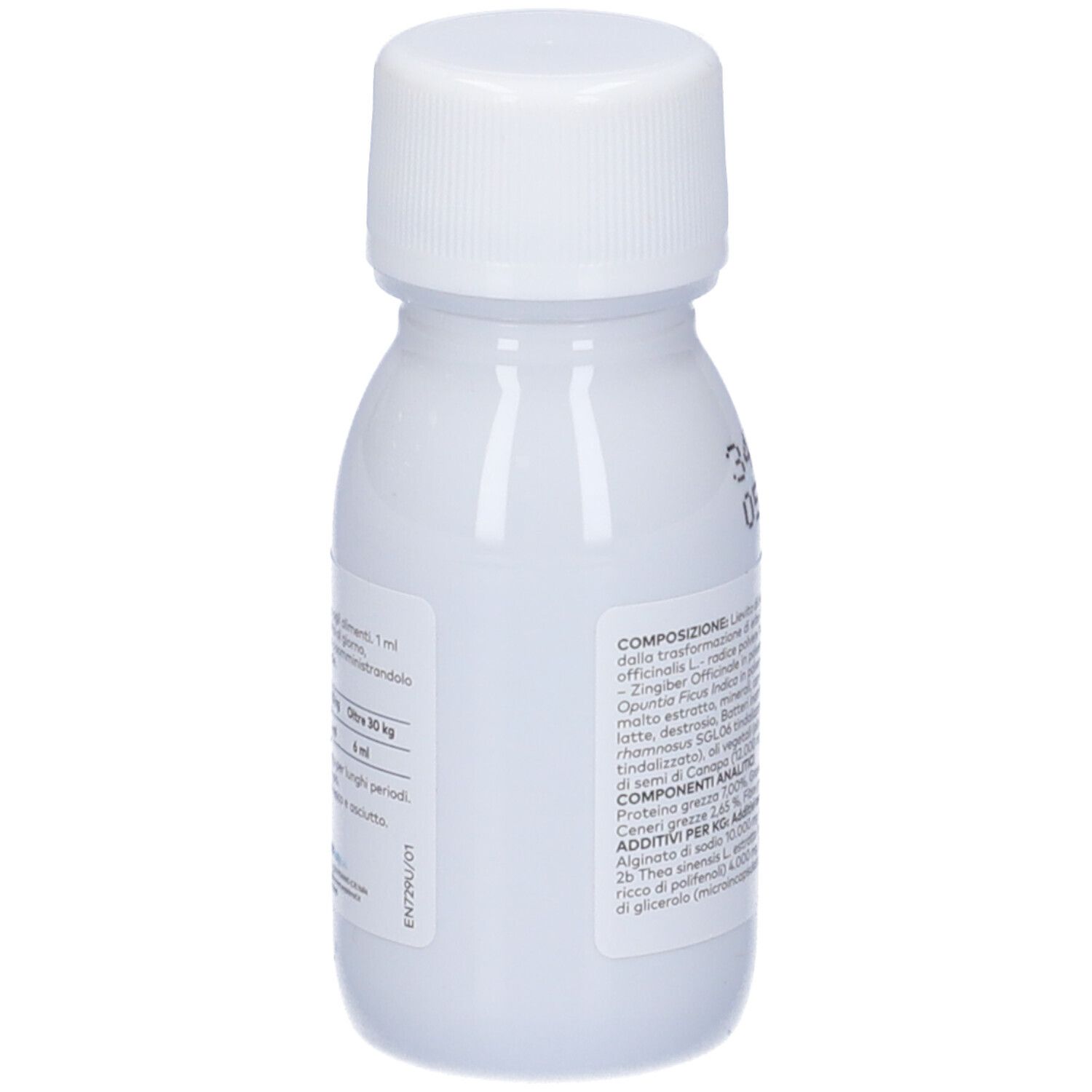 Flacone bianco con tappo bianco, 50ml, Sospensione Stomek per cani e gatti.