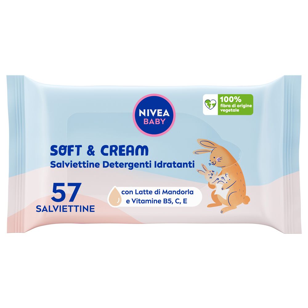 Nivea Baby Salviettine Detergenti Idratanti Soft & Cream 57 Pezzi, Sal