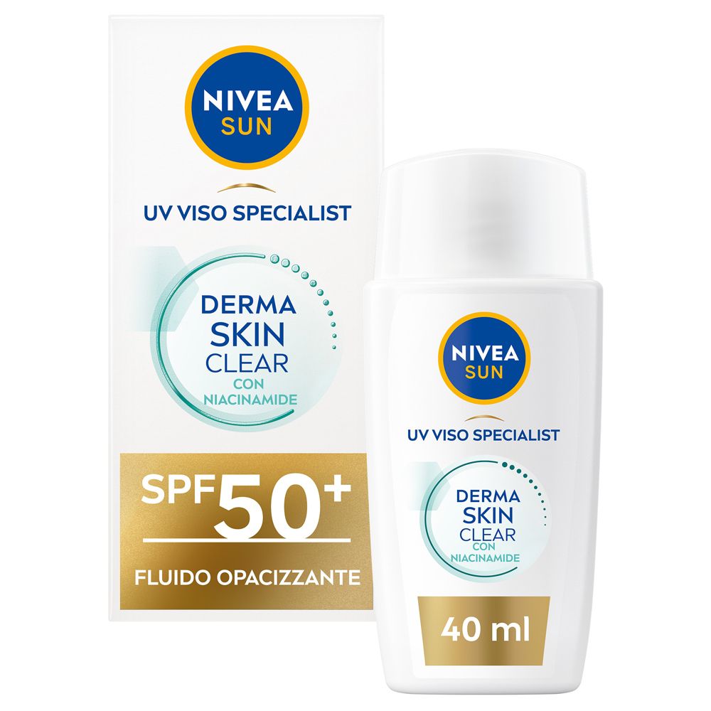 Nivea Sun Uv Viso Derma Skin Clear FP50+ 40 ml, Crema solare viso anti