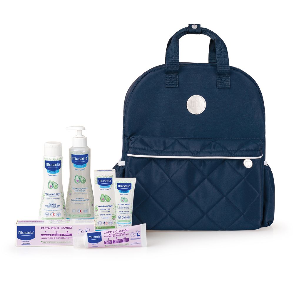 Mustela Zaino Prime Coccole Kit Neonato con Detergente Delicato, Fluido S/R, Pasta Cambio e Crema Viso - Mustela - Immagine 7