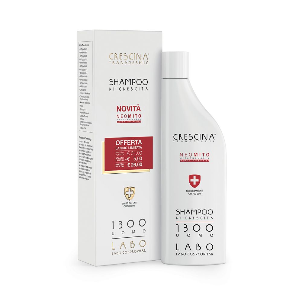 Labo Crescina Transdermic Shampoo Ri-Crescita Neo-Mito Fomula 1300 Uomo - risparmia il 20% con il codice: SWISSE20