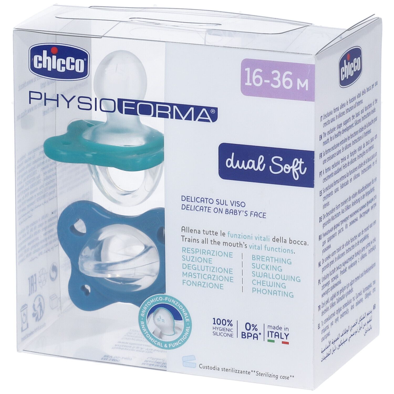 Chicco Dual Soft Schnuller Blau 16-36 Monate 2 Stück Chicco