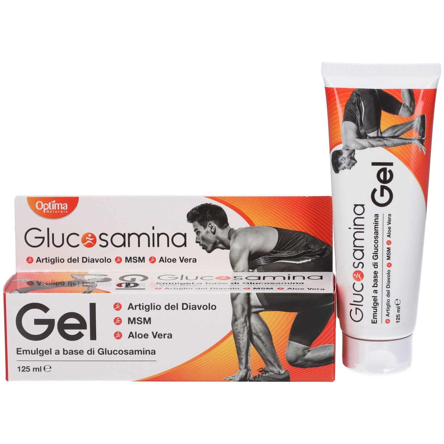 Produktverpackung und Tube. Verpackung mit Produktnamen und Abbildung. 125 ml.