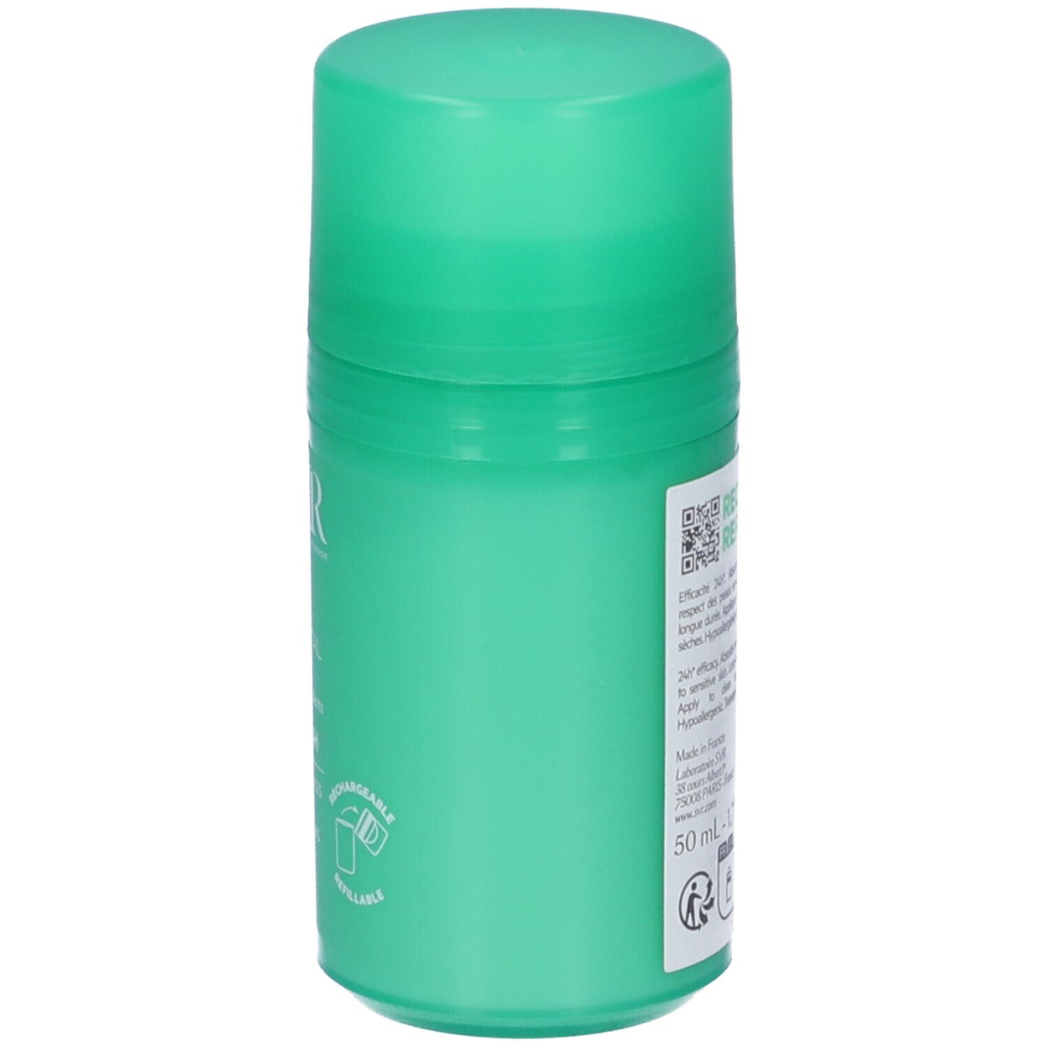 Grüner Roll-on Deodorant Behälter mit Schraubverschluss. 50 ml. Wiederbefüllbar.
