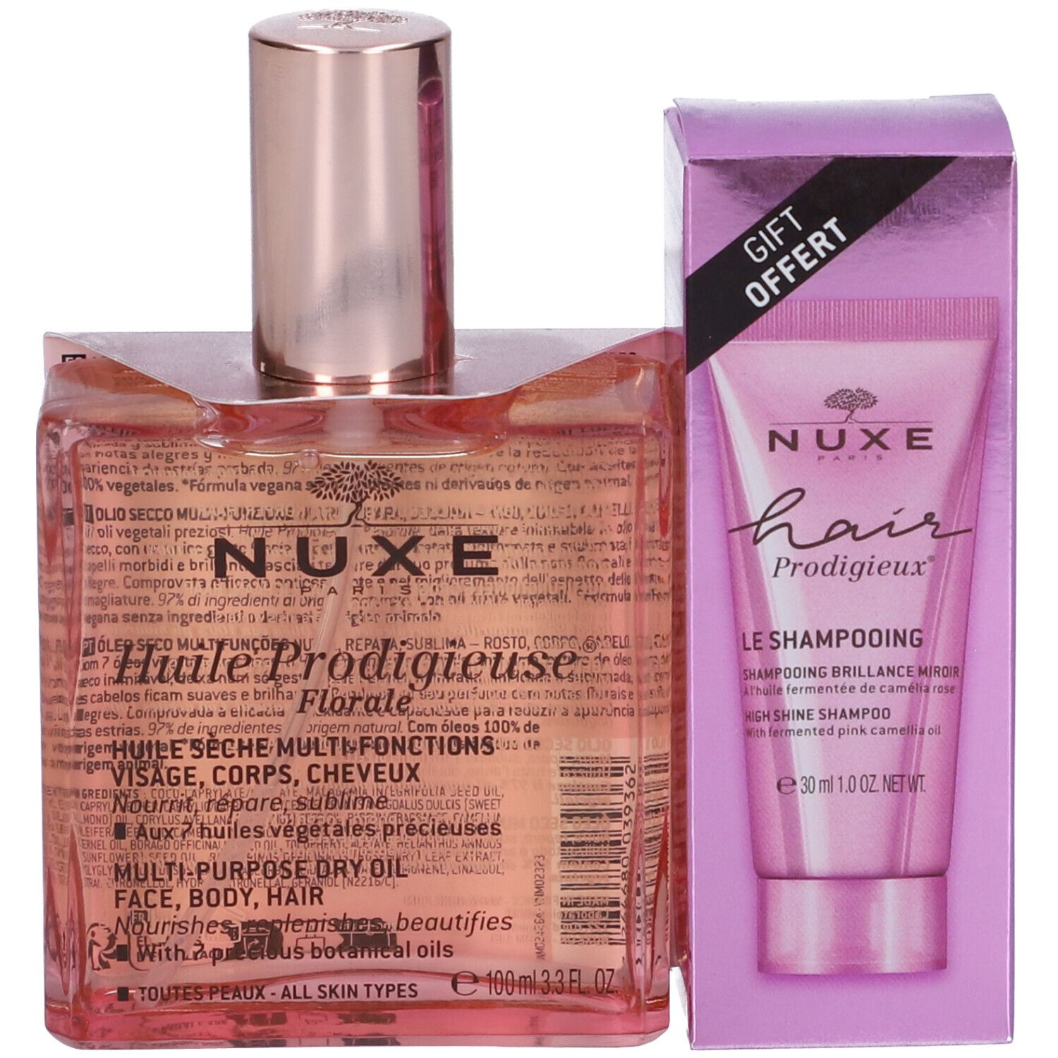 NUXE Set Hair Prodigieux Lo Shampoo Effetto Lucentezza 30ml + Huile Pr