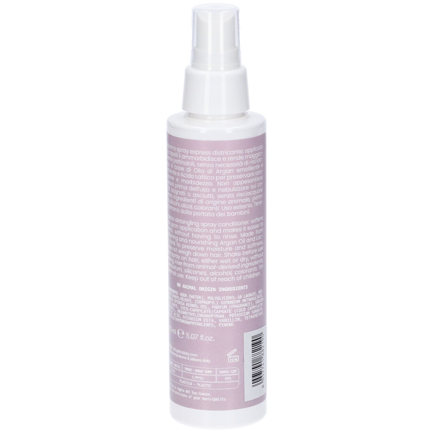 Flacone spray. Testo in italiano. Prodotto in Italia. Volume: 150 ml.