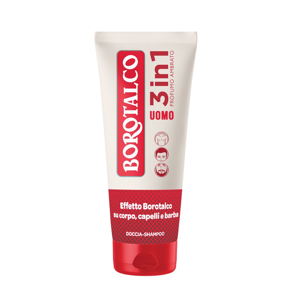 Borotalco Uomo Doccia-Shampoo 3 in 1 Profumo Ambrato