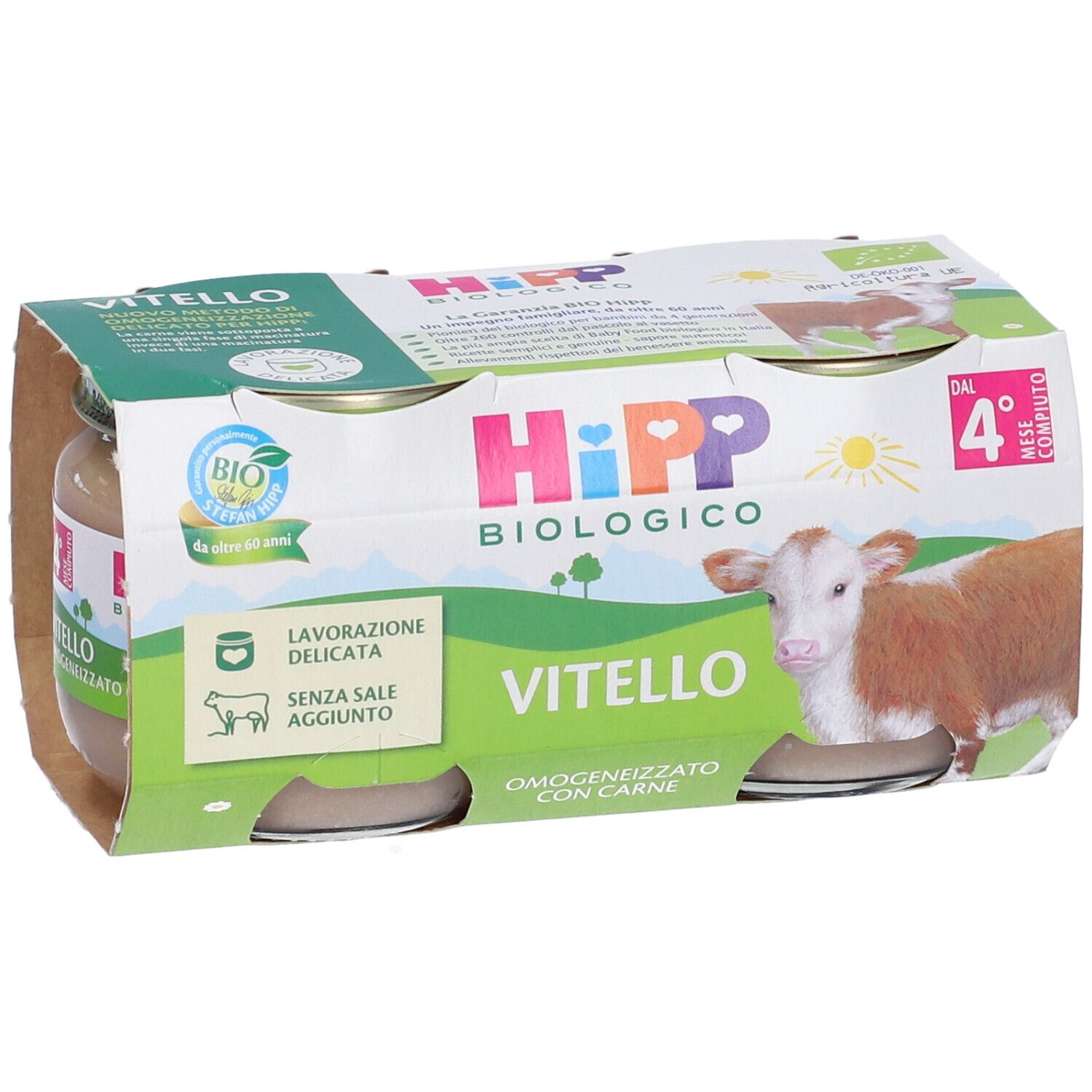 Hipp Biologico Kalbfleisch-Brei, 4er Pack. Bio-Siegel, ohne Salz.
