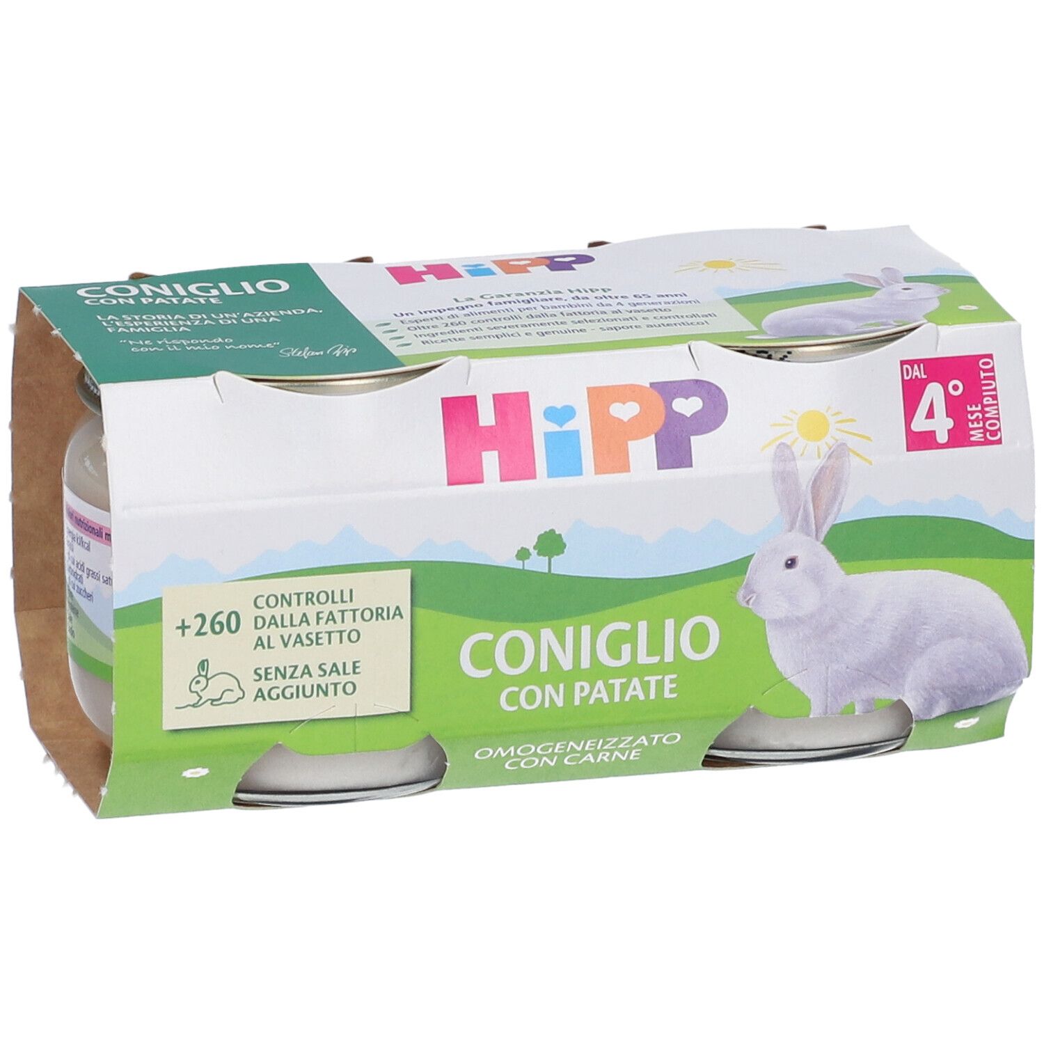 Hipp Babybrei: Kaninchen mit Kartoffeln, 4x 80g Gläser, ab 4 Monaten.