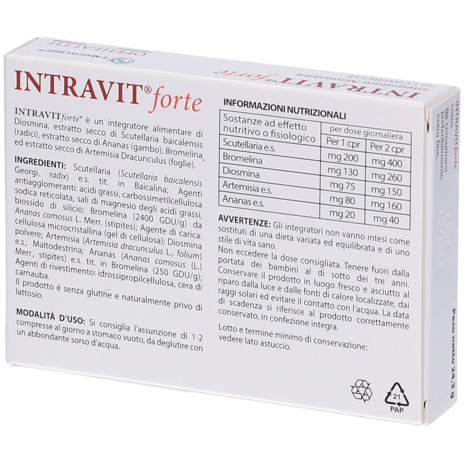 INTRAVIT forte Integratore Alimentare, 30 Tabletten.
