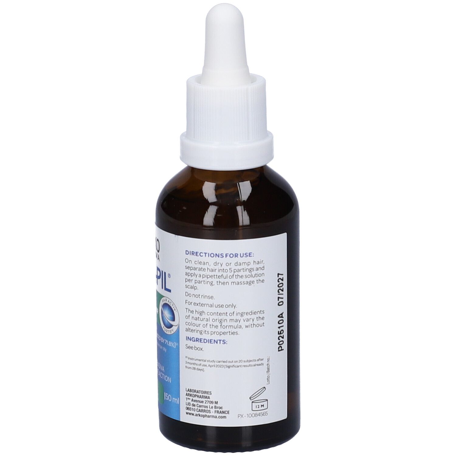 Braune Glasflasche mit Pipette, 50 ml, für Haarwachstum.