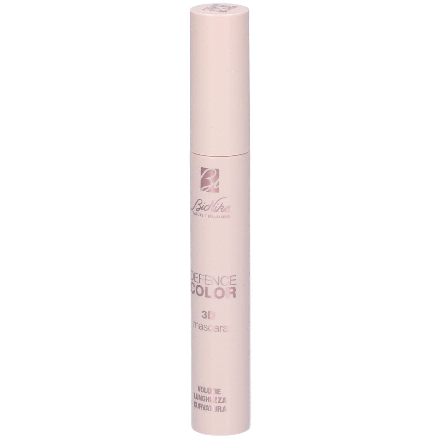 BioNike Defence Color 3D Mascara in hellem Rosaton. Enthält das BioNike-Logo und Produktinformationen.