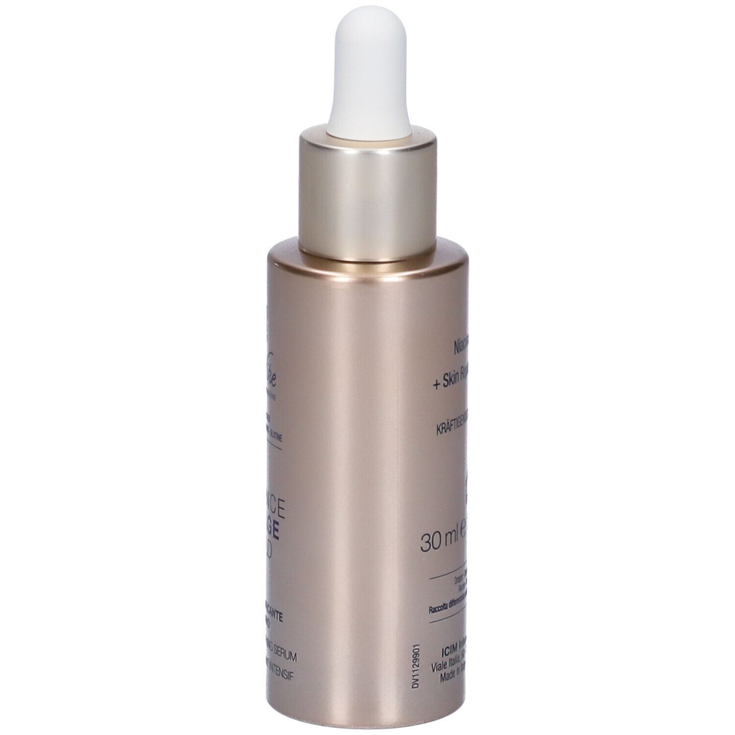 Goldfarbene Flasche mit weißem Tropfer. Aufschrift: 30 ml, 1.01 fl. oz. Marke: Bionike.