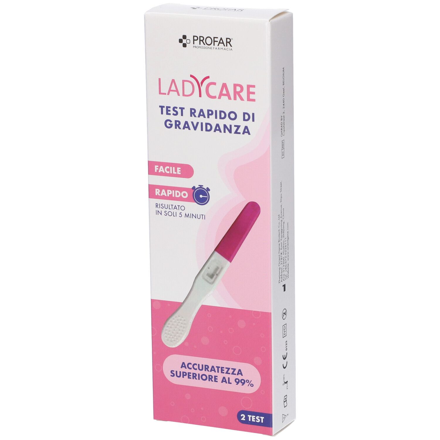 Profar LadyCare Test Rapido di Gravidanza hCG 2 Pezzi