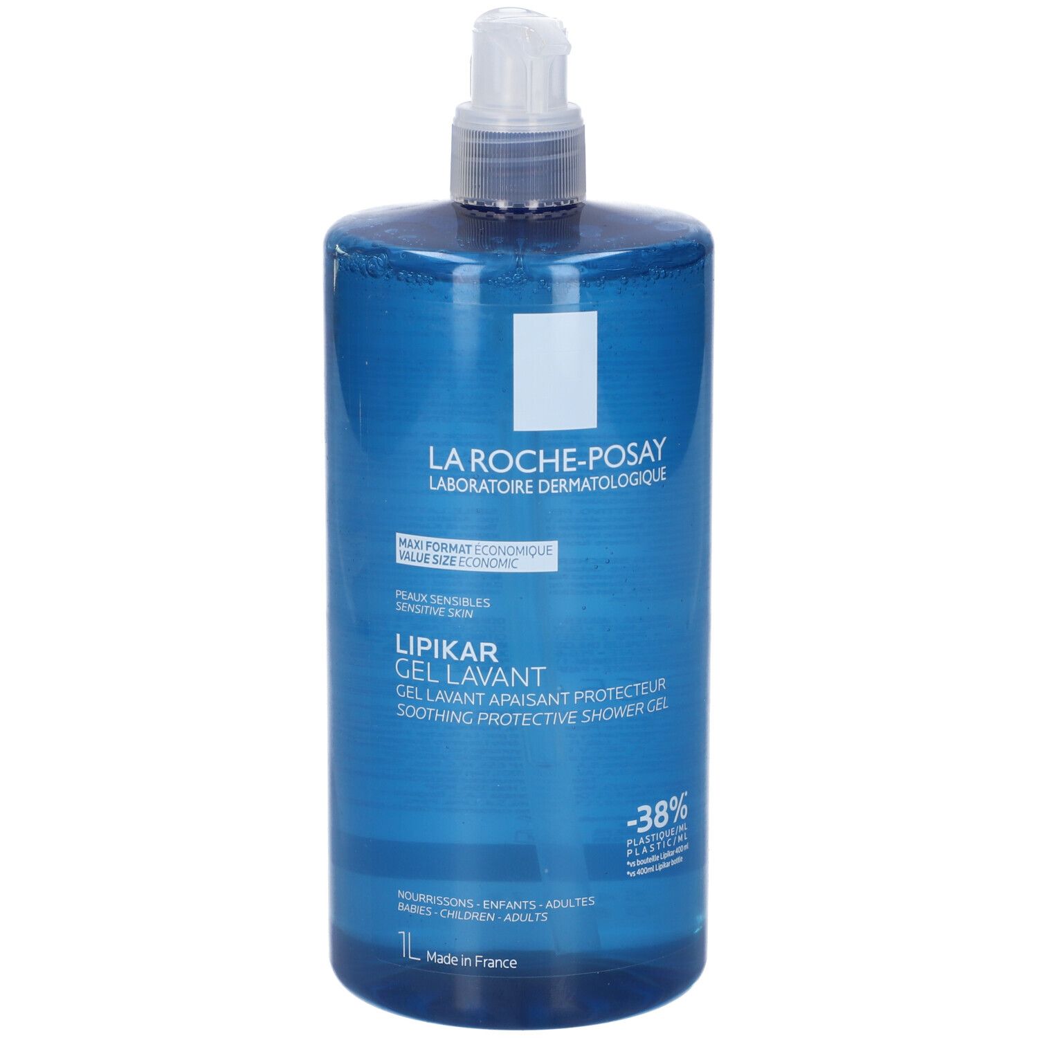 La Roche-Posay Lipikar Gel Lavant 1L Flasche mit Pumpspender. Für empfindliche Haut.