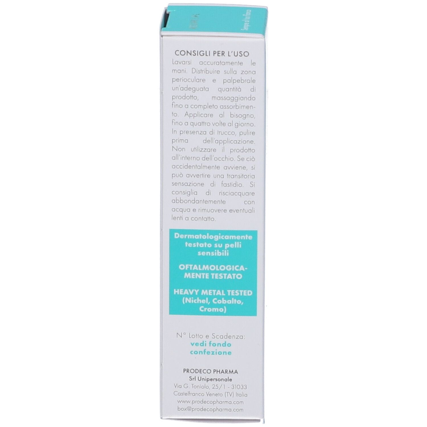 Verpackung. Text: Dermatologisch getestet. Inhaltsstoffe. Informationen zur Anwendung.