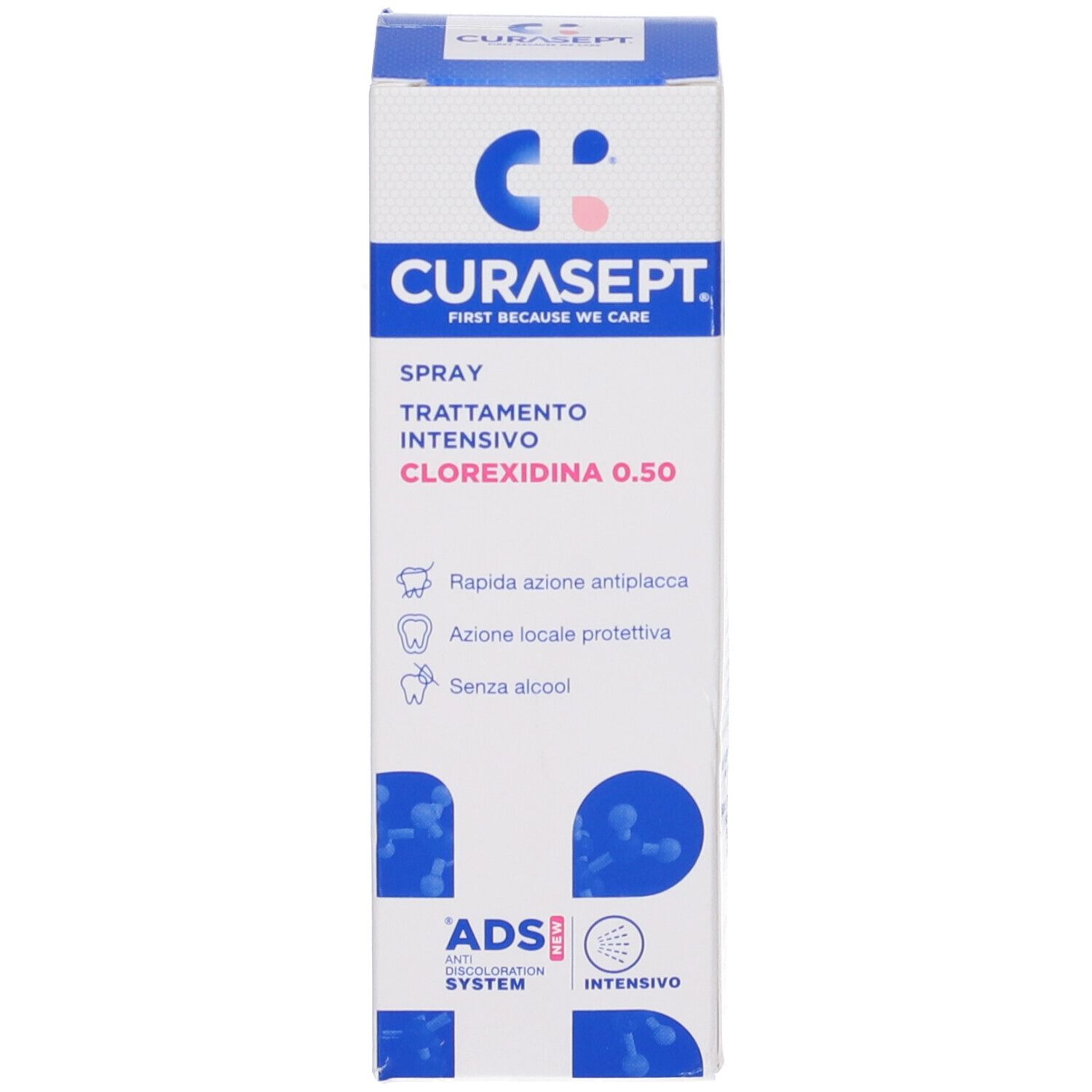 Curasept Intensiv Spray mit Chlorhexidin 0.50, ADS Anti-Verfärbungssystem.