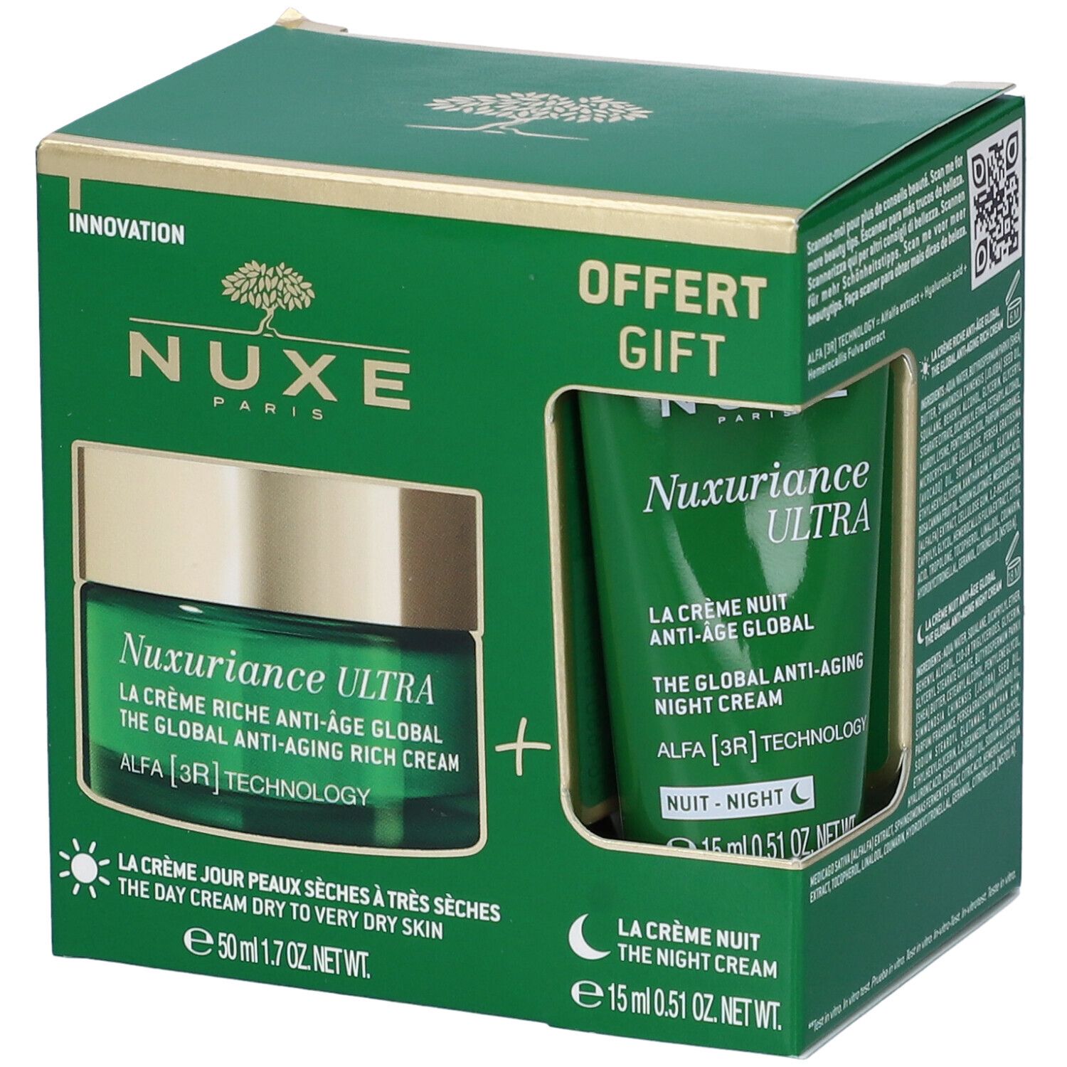 Nuxe Nuxuriance Ultra Cofanetto Anti-età Globale per Pelli Secche - Crema Giorno Ricca + Crema Notte in Omaggio